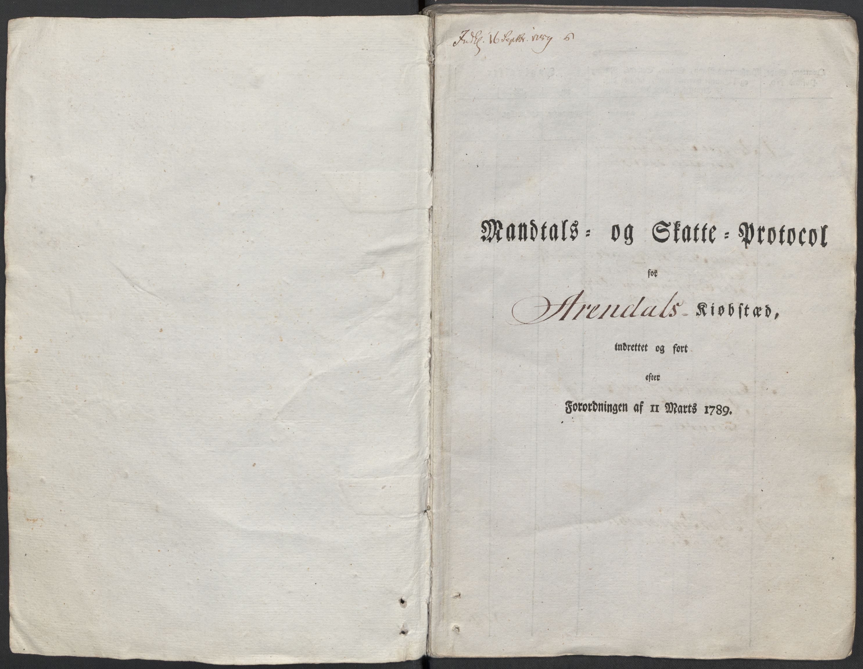 Rentekammeret inntil 1814, Reviderte regnskaper, Mindre regnskaper, RA/EA-4068/Rf/Rfe/L0002: Arendal. Bergen, 1789, p. 341