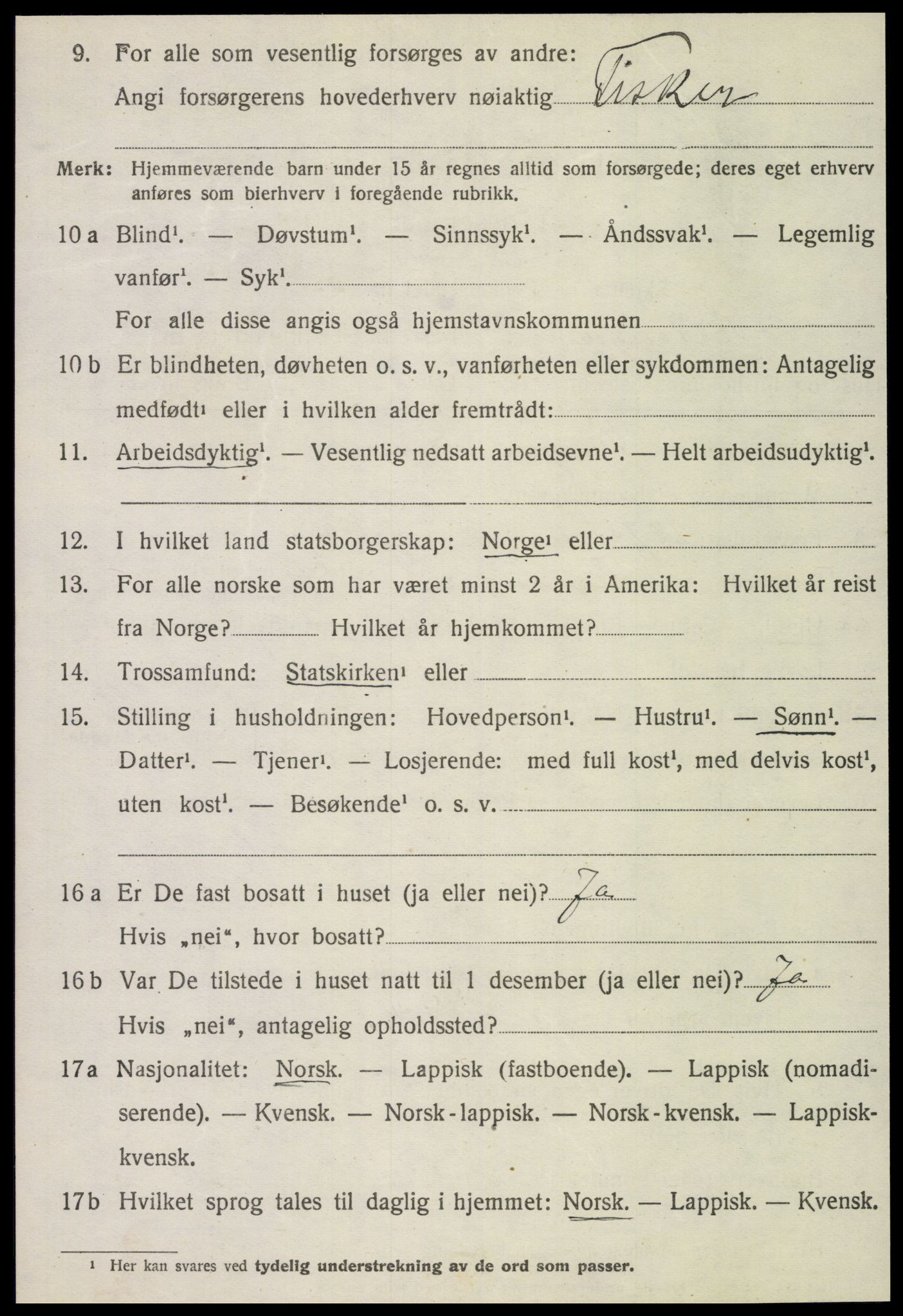 SAT, 1920 census for Flatanger, 1920, p. 3221