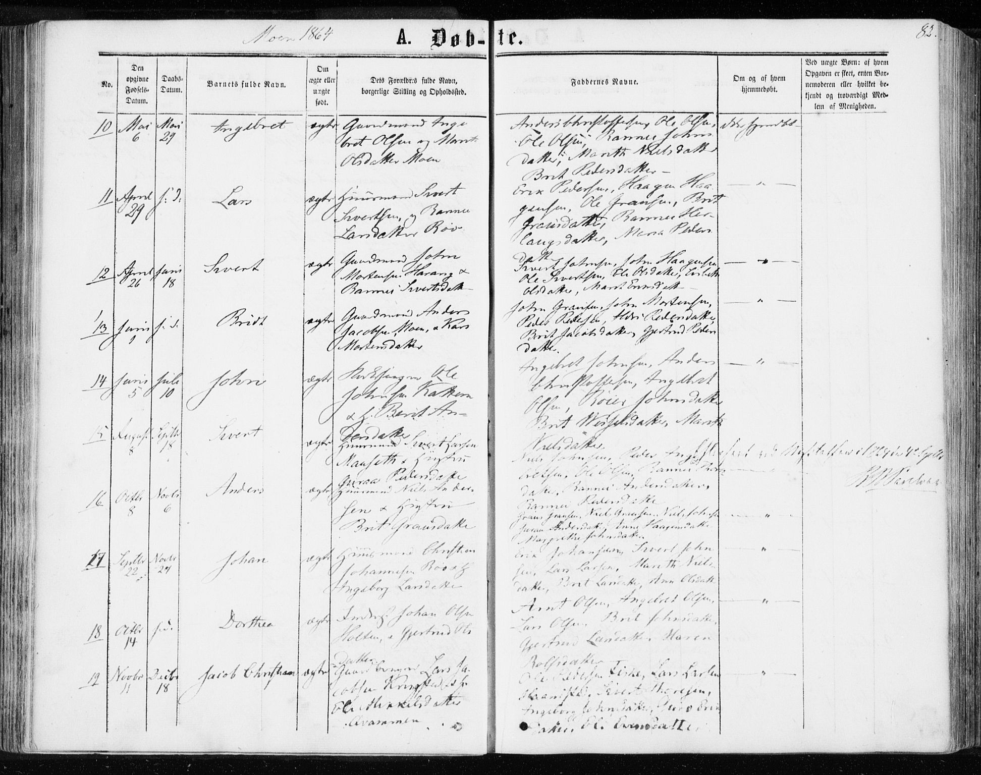 Ministerialprotokoller, klokkerbøker og fødselsregistre - Møre og Romsdal, SAT/A-1454/595/L1045: Parish register (official) no. 595A07, 1863-1873, p. 82