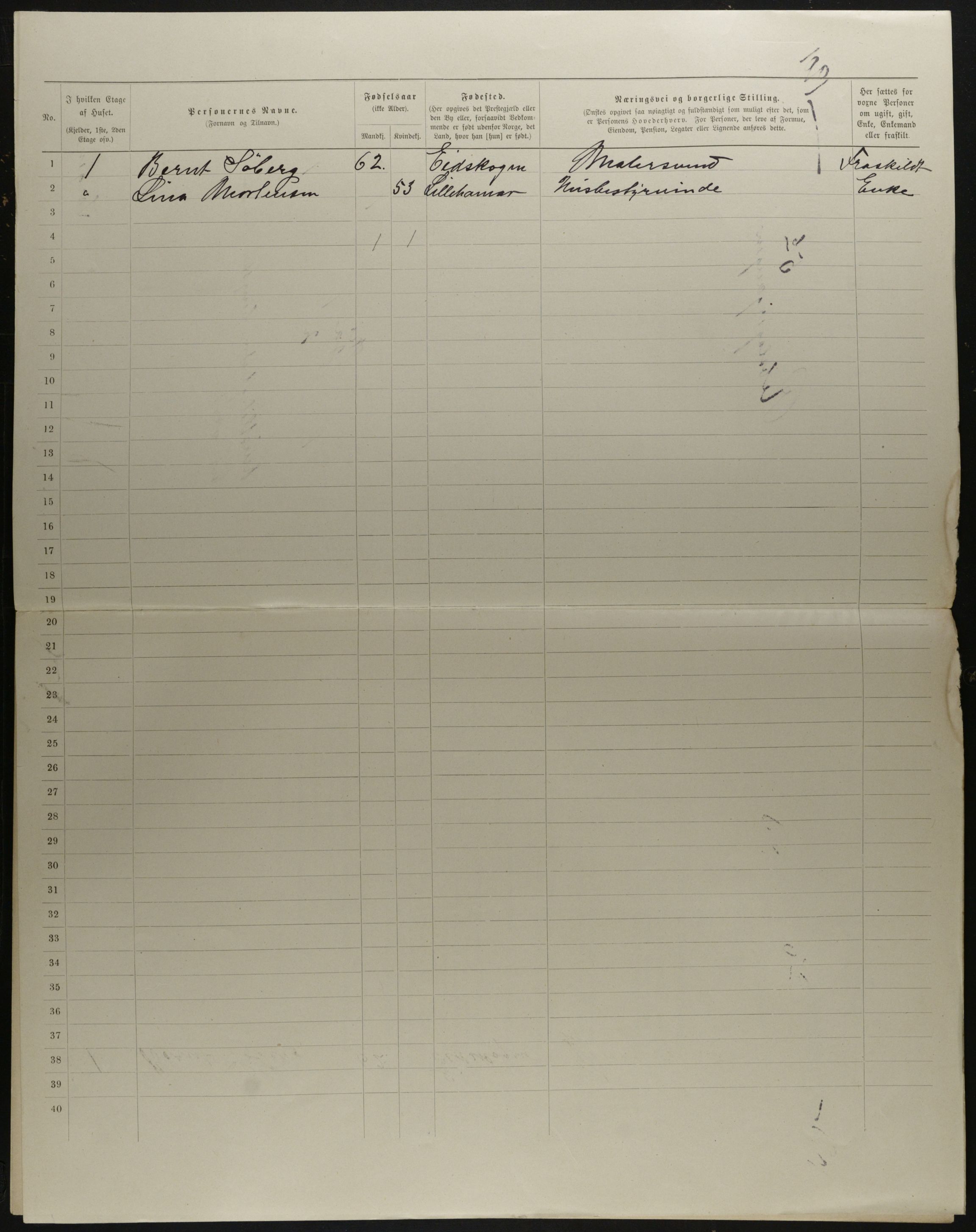 OBA, Municipal Census 1901 for Kristiania, 1901, p. 12700