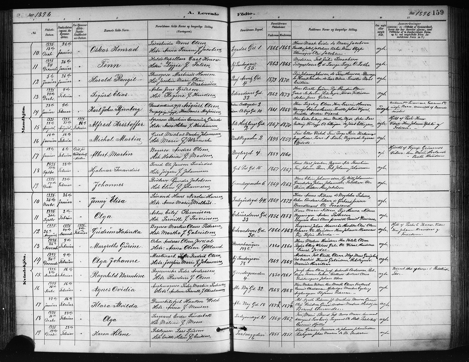 Sandviken Sokneprestembete, SAB/A-77601/H/Hb/L0002: Parish register (copy) no. A 3, 1888-1902, p. 159