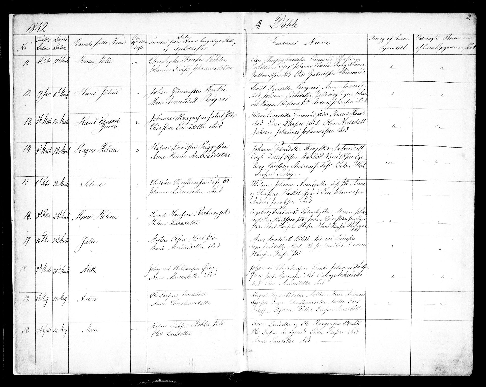 Hobøl prestekontor Kirkebøker, SAO/A-2002/F/Fa/L0003: Parish register (official) no. I 3, 1842-1864, p. 3