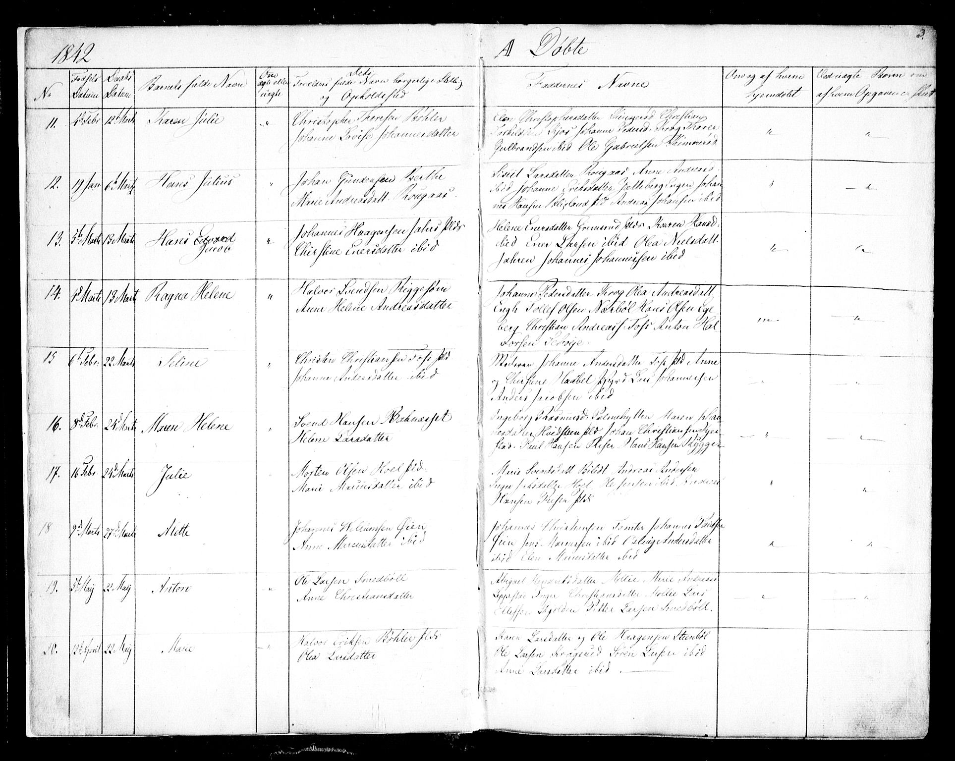 Hobøl prestekontor Kirkebøker, AV/SAO-A-2002/F/Fa/L0003: Parish register (official) no. I 3, 1842-1864, p. 3