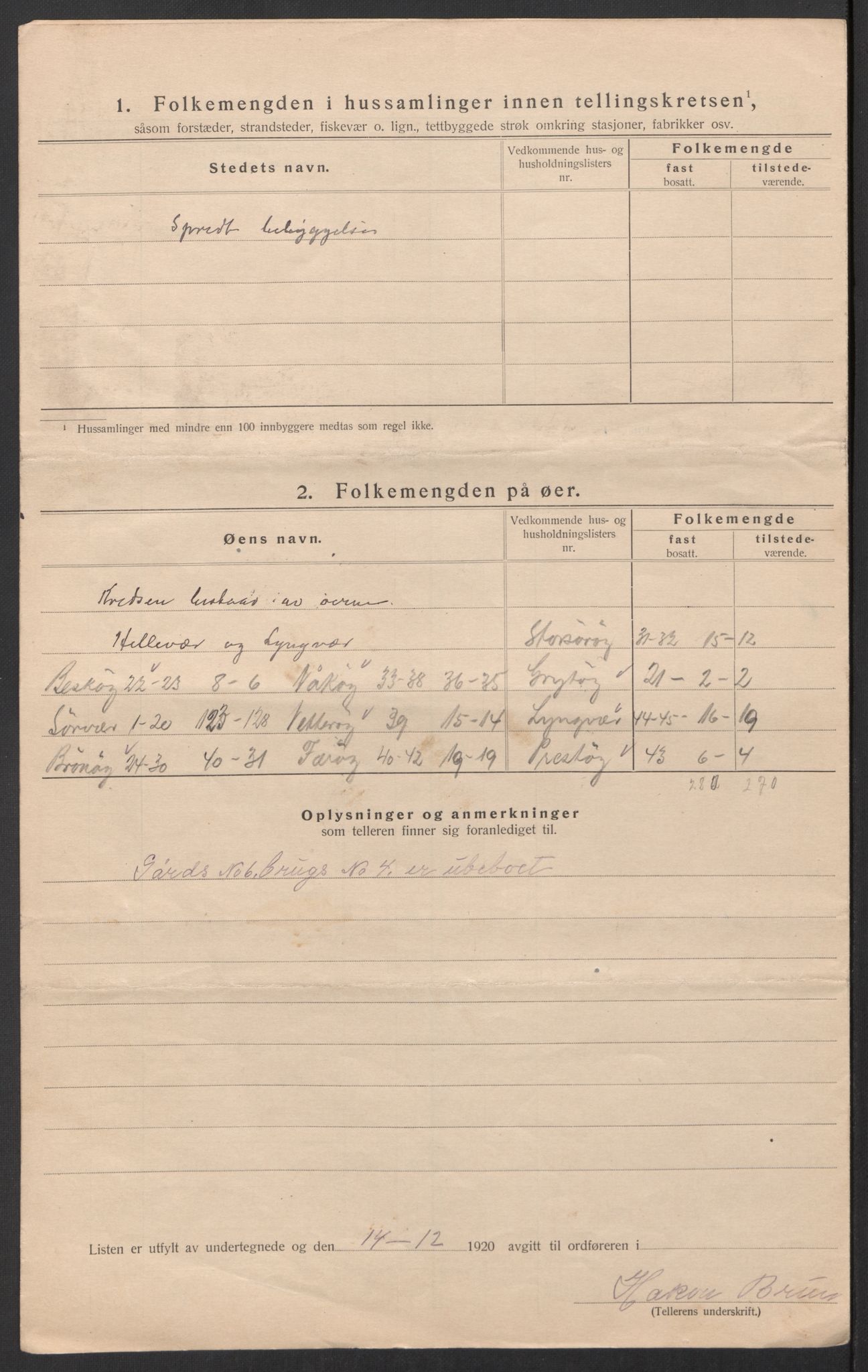 SAT, 1920 census for Bodin, 1920, p. 22