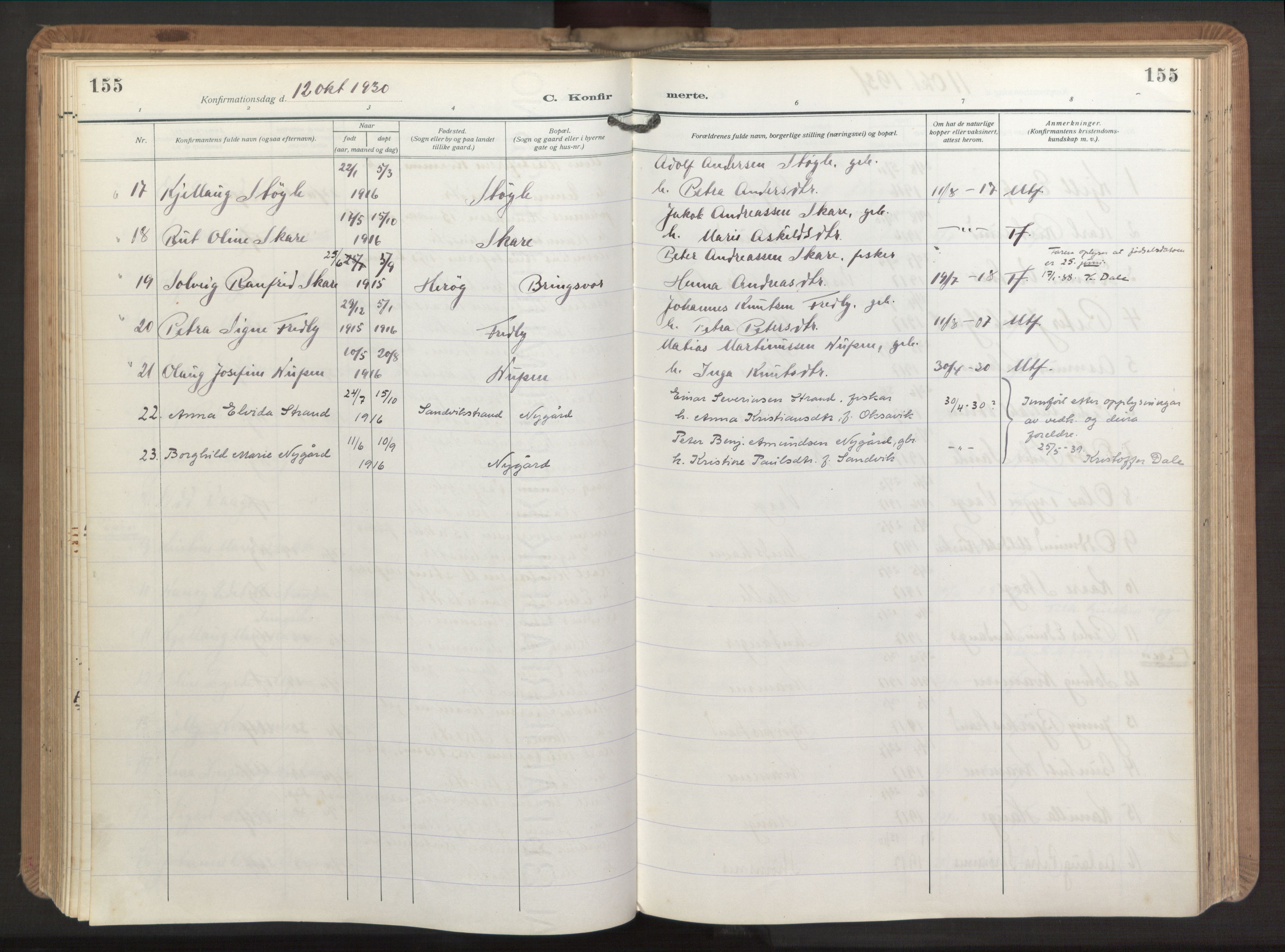 Ministerialprotokoller, klokkerbøker og fødselsregistre - Møre og Romsdal, AV/SAT-A-1454/503/L0044: Parish register (official) no. 503A12, 1918-1931, p. 155