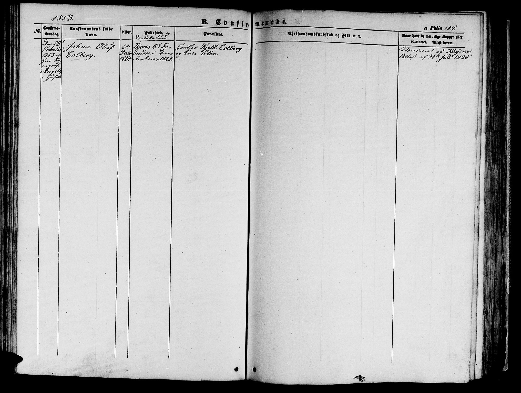Ministerialprotokoller, klokkerbøker og fødselsregistre - Sør-Trøndelag, SAT/A-1456/602/L0137: Parish register (copy) no. 602C05, 1846-1856, p. 185