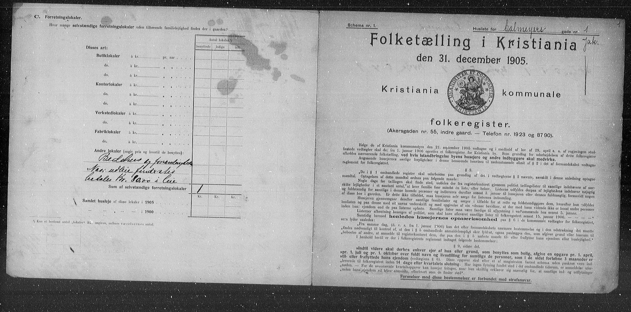 OBA, Municipal Census 1905 for Kristiania, 1905, p. 5935