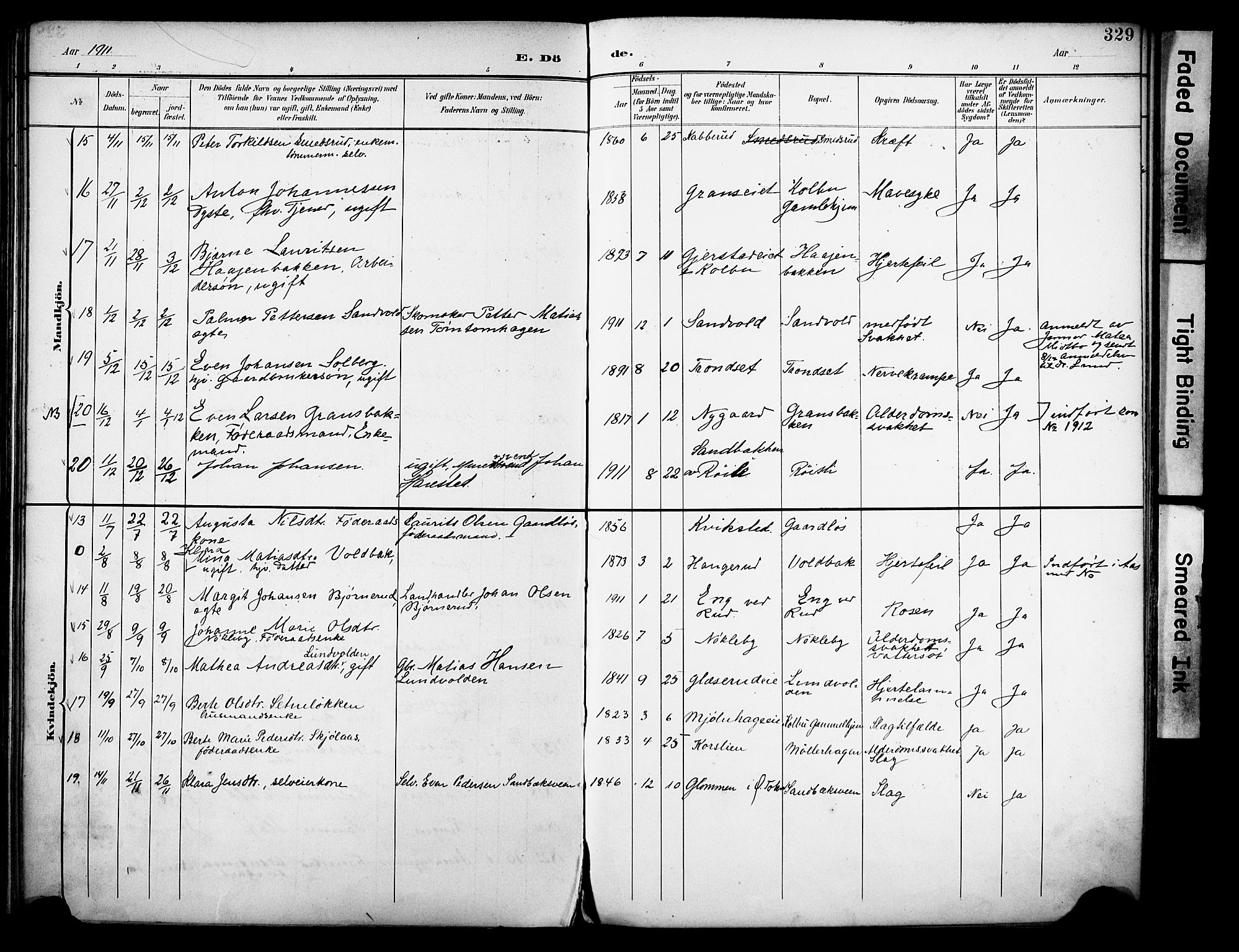 Vestre Toten prestekontor, SAH/PREST-108/H/Ha/Haa/L0013: Parish register (official) no. 13, 1895-1911, p. 329