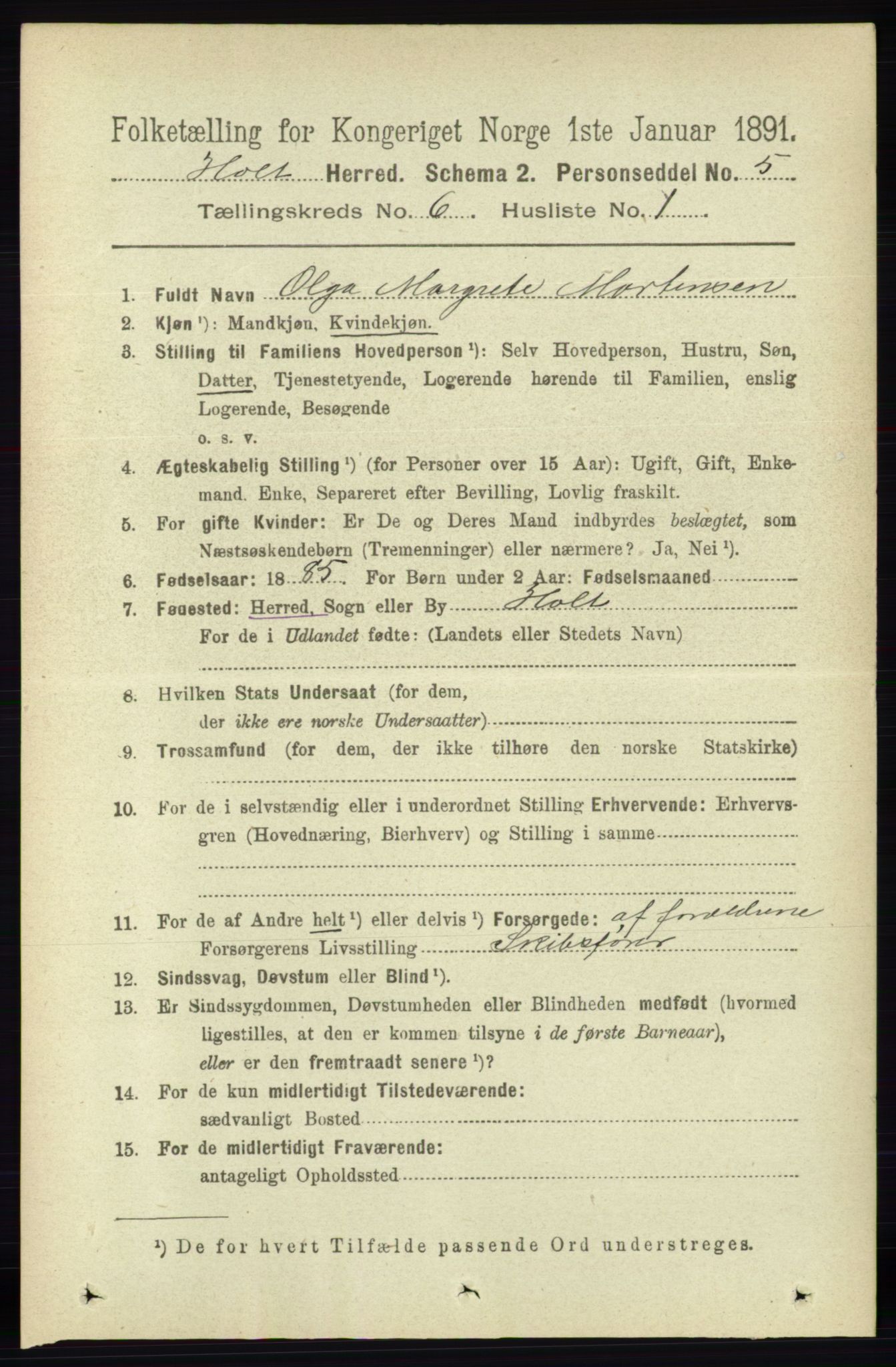 RA, 1891 census for 0914 Holt, 1891, p. 3001