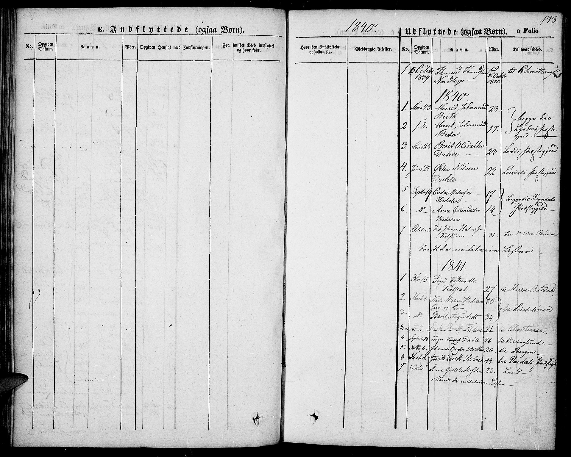 Slidre prestekontor, SAH/PREST-134/H/Ha/Haa/L0004: Parish register (official) no. 4, 1831-1848, p. 173