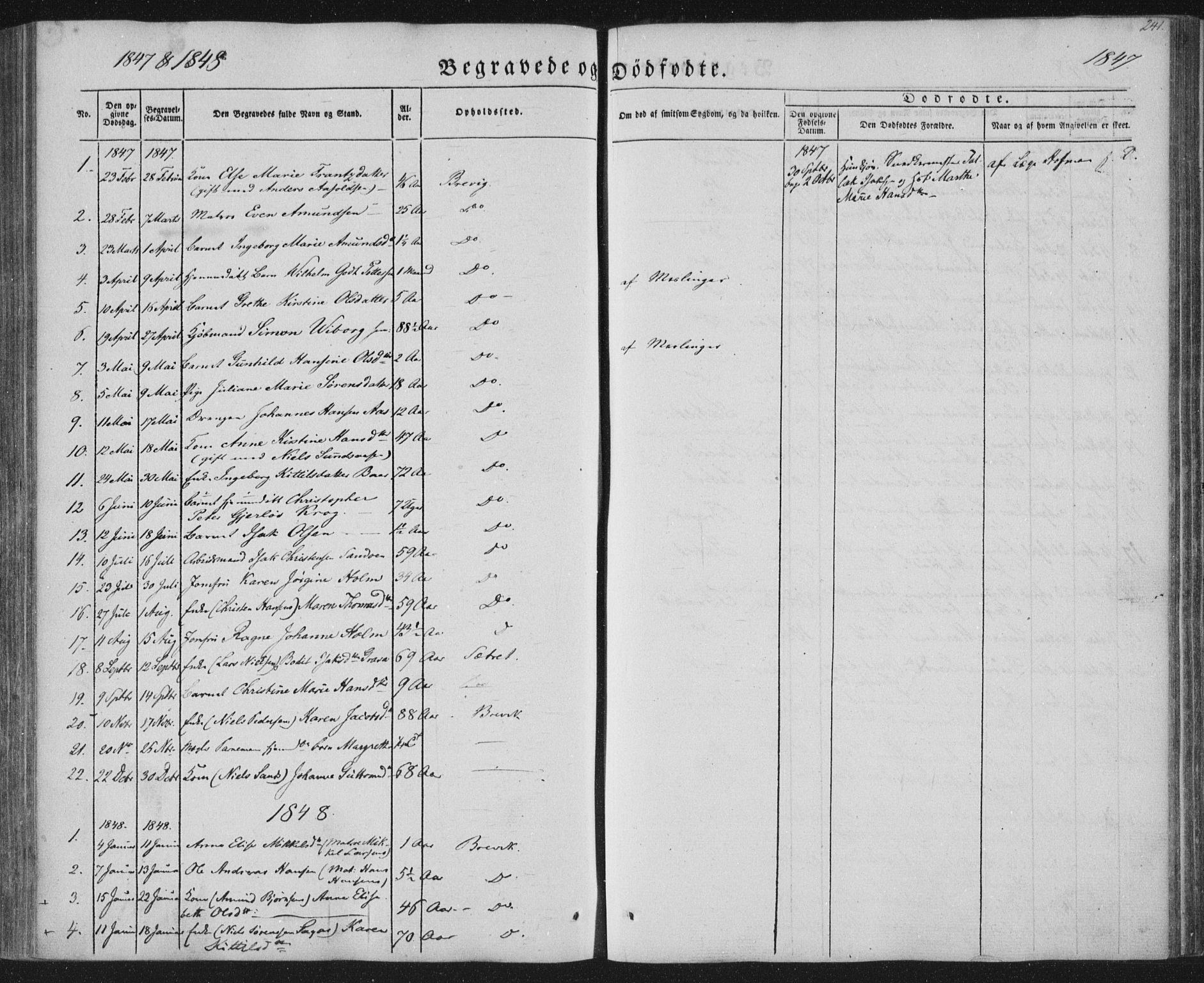 Brevik kirkebøker, SAKO/A-255/F/Fa/L0005: Parish register (official) no. 5, 1847-1865, p. 241