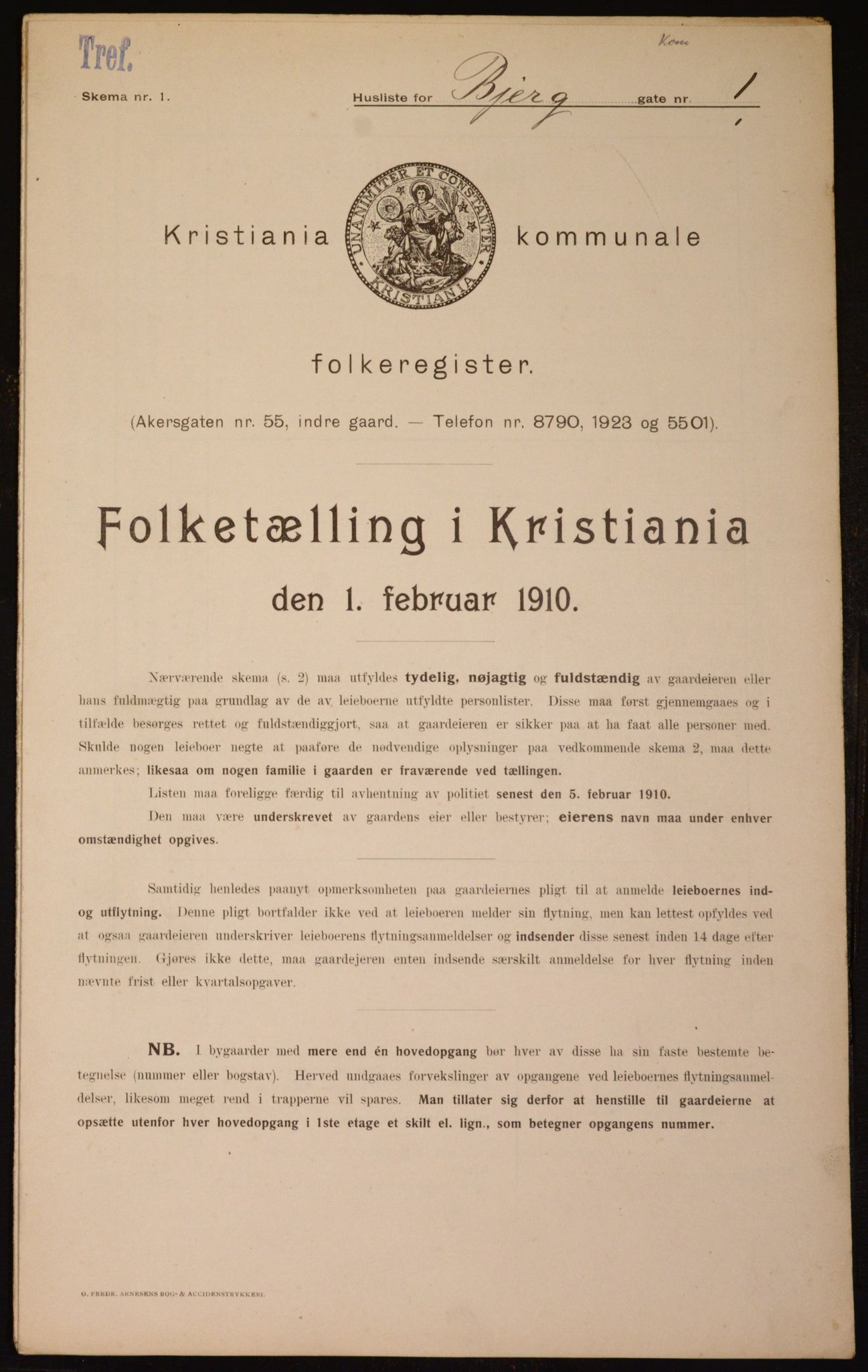 OBA, Municipal Census 1910 for Kristiania, 1910, p. 5255