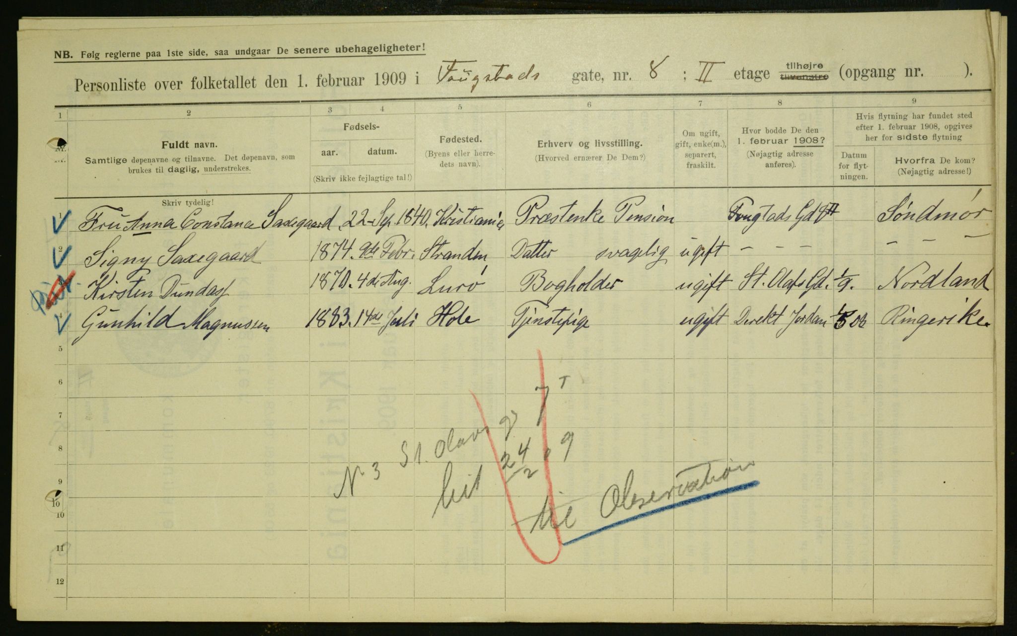 OBA, Municipal Census 1909 for Kristiania, 1909, p. 22912