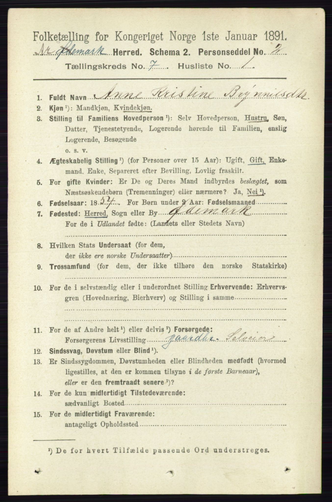 RA, 1891 census for 0118 Aremark, 1891, p. 3904