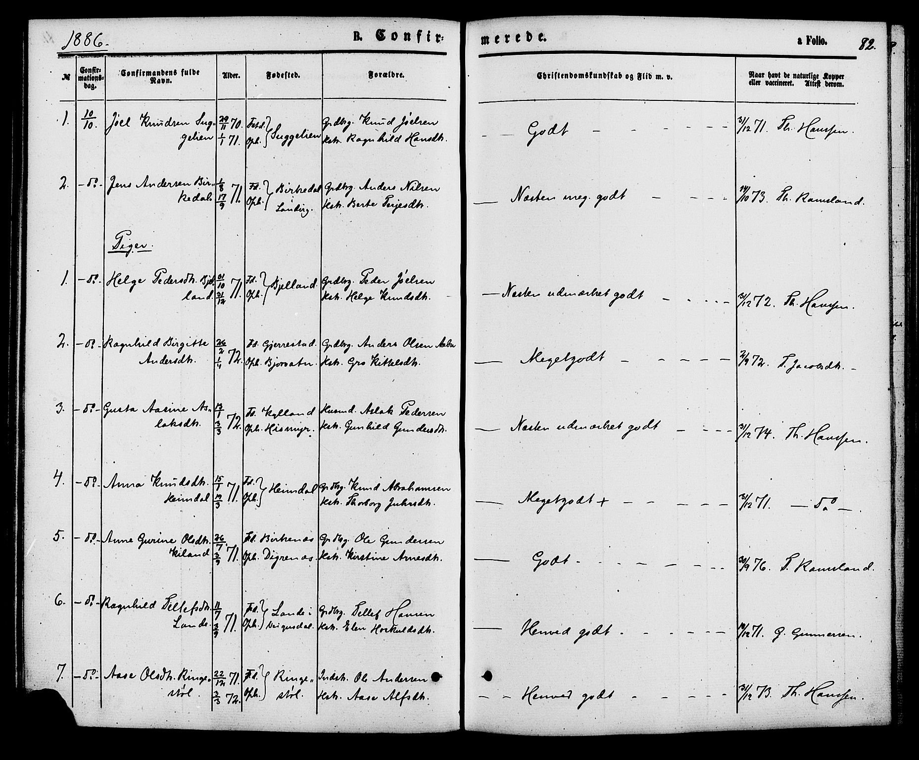Herefoss sokneprestkontor, SAK/1111-0019/F/Fa/Faa/L0002: Parish register (official) no. A 2, 1861-1886, p. 82