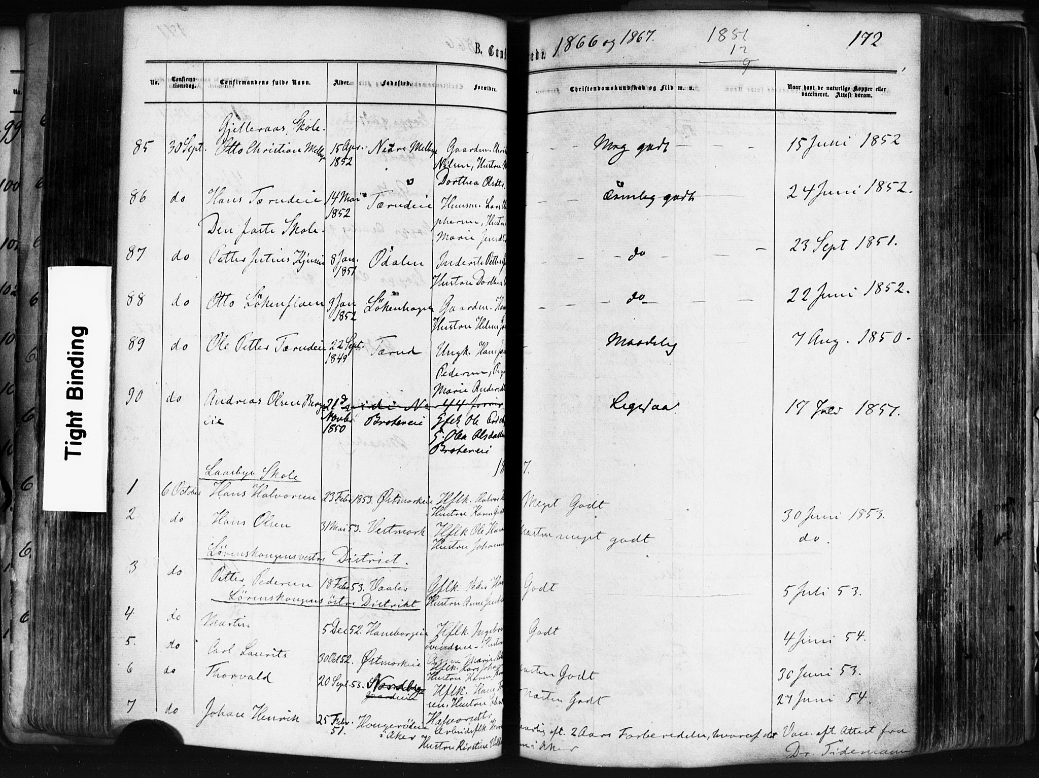 Skedsmo prestekontor Kirkebøker, AV/SAO-A-10033a/F/Fa/L0011: Parish register (official) no. I 11, 1866-1876, p. 172