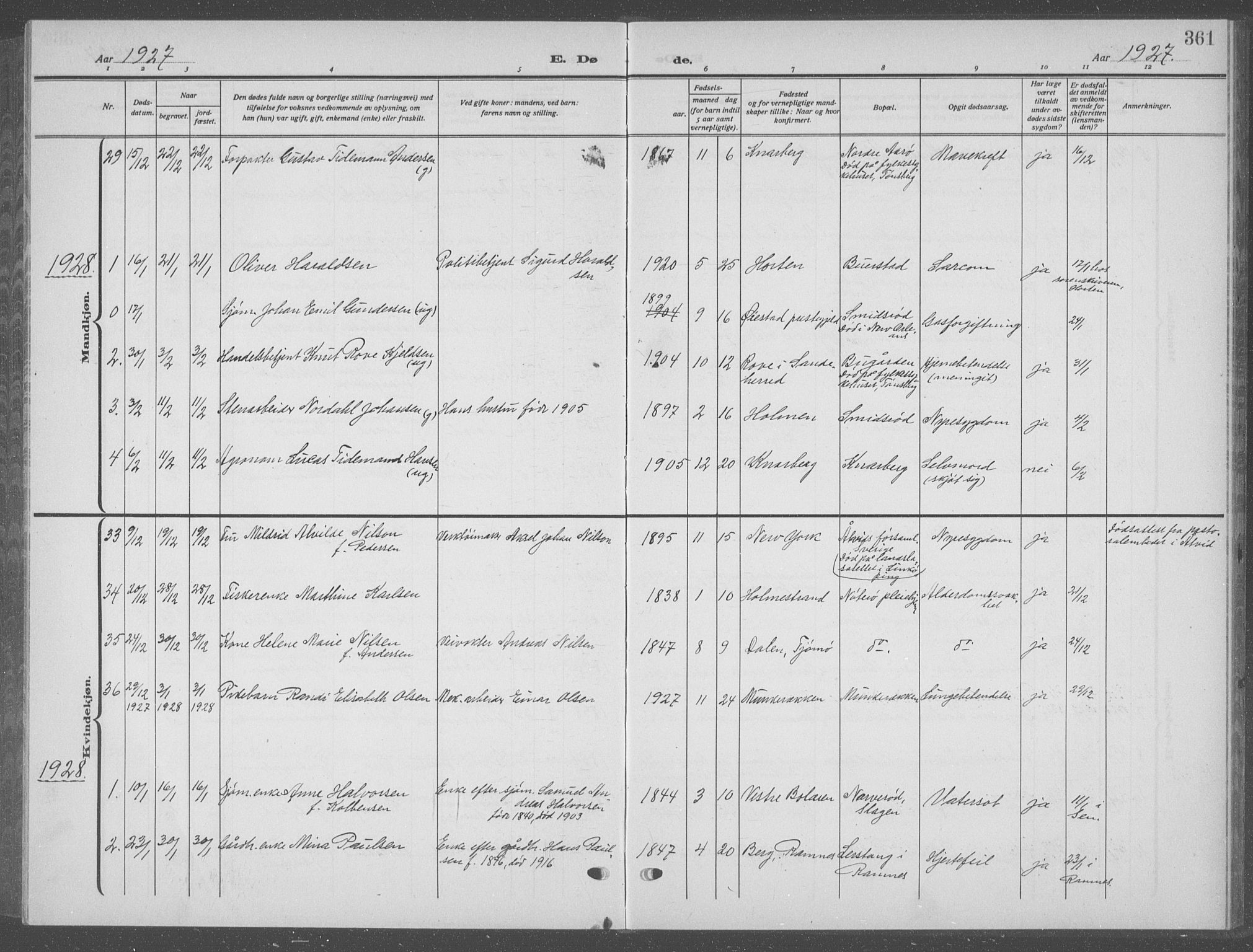 Nøtterøy kirkebøker, AV/SAKO-A-354/G/Ga/L0006: Parish register (copy) no. I 6, 1925-1939, p. 361