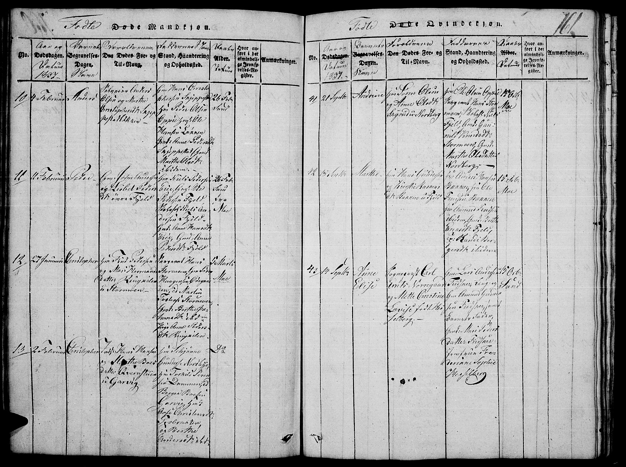 Nord-Odal prestekontor, AV/SAH-PREST-032/H/Ha/Hab/L0001: Parish register (copy) no. 1, 1819-1838, p. 161