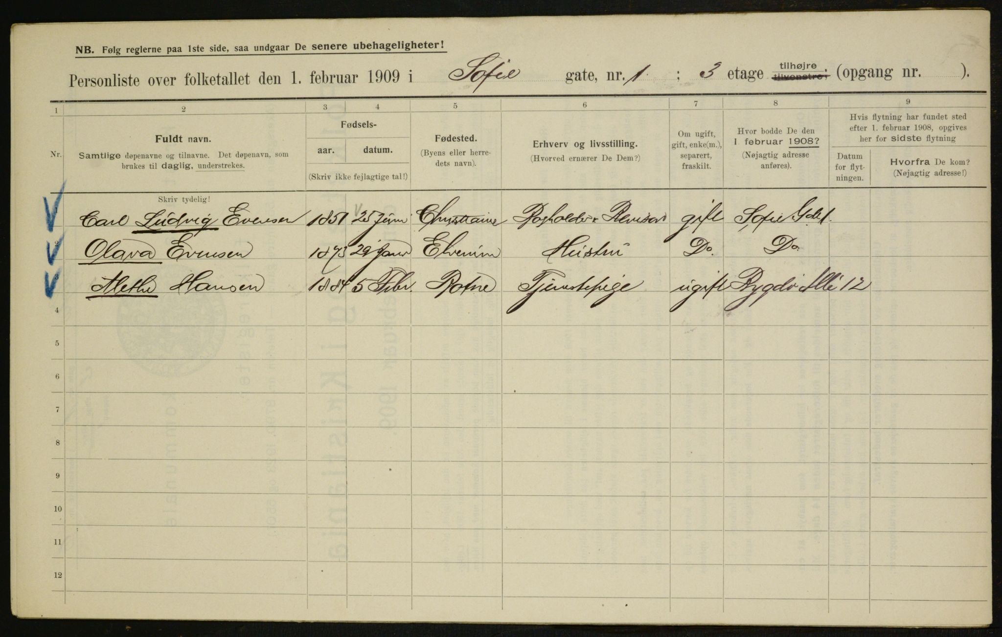 OBA, Municipal Census 1909 for Kristiania, 1909, p. 89480