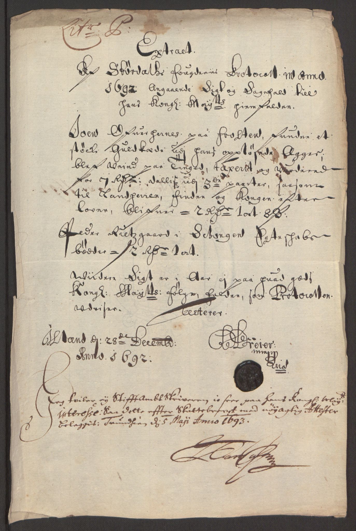 Rentekammeret inntil 1814, Reviderte regnskaper, Fogderegnskap, RA/EA-4092/R62/L4185: Fogderegnskap Stjørdal og Verdal, 1692, p. 214