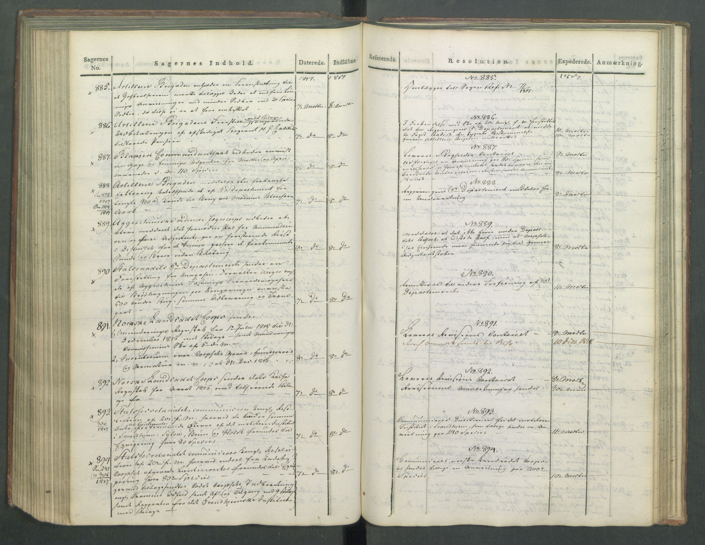 Armédepartementet, RA/RAFA-3493/C/Ca/L0009: 6. Departements Journal, 1816-1817