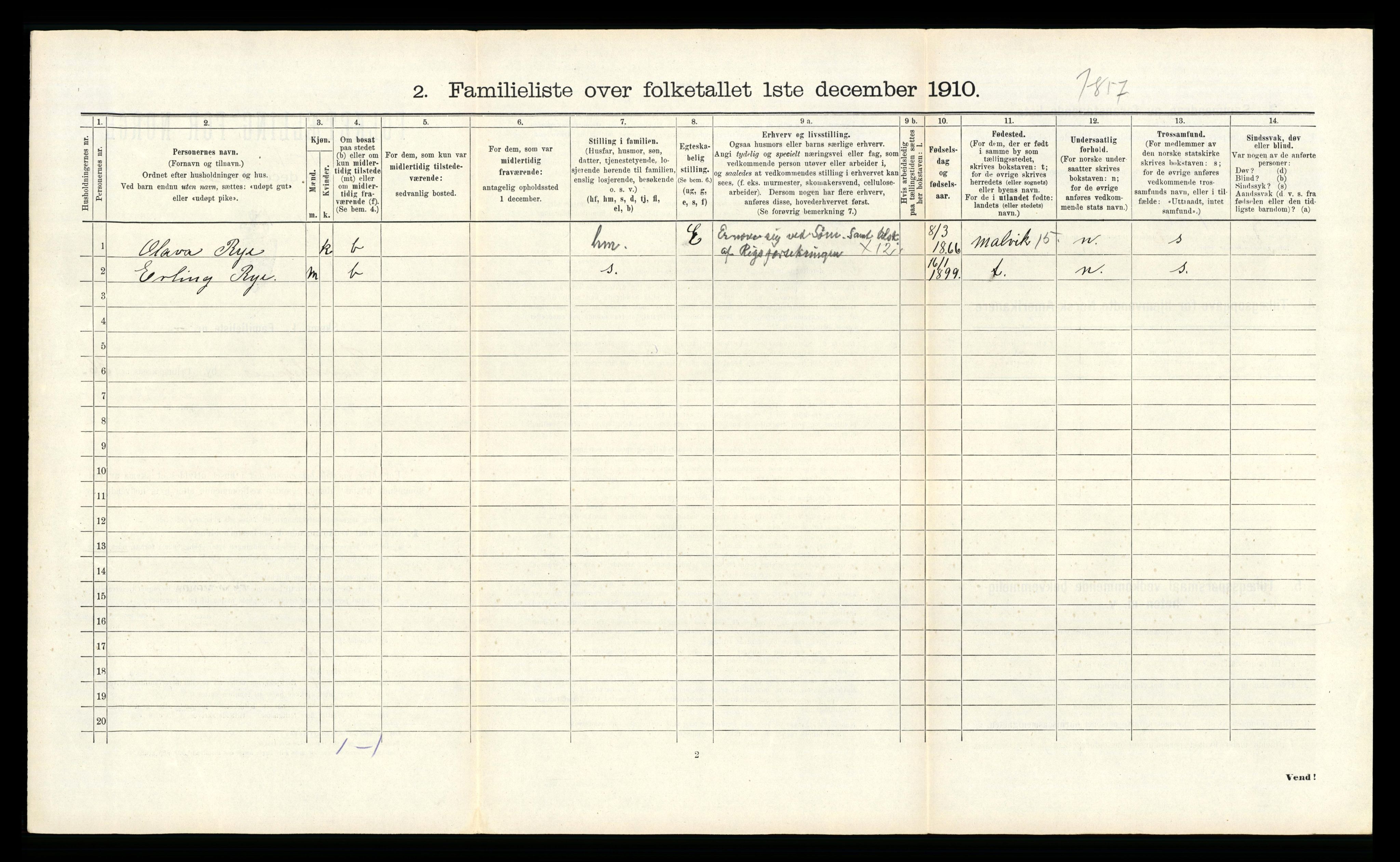 RA, 1910 census for Trondheim, 1910, p. 9786