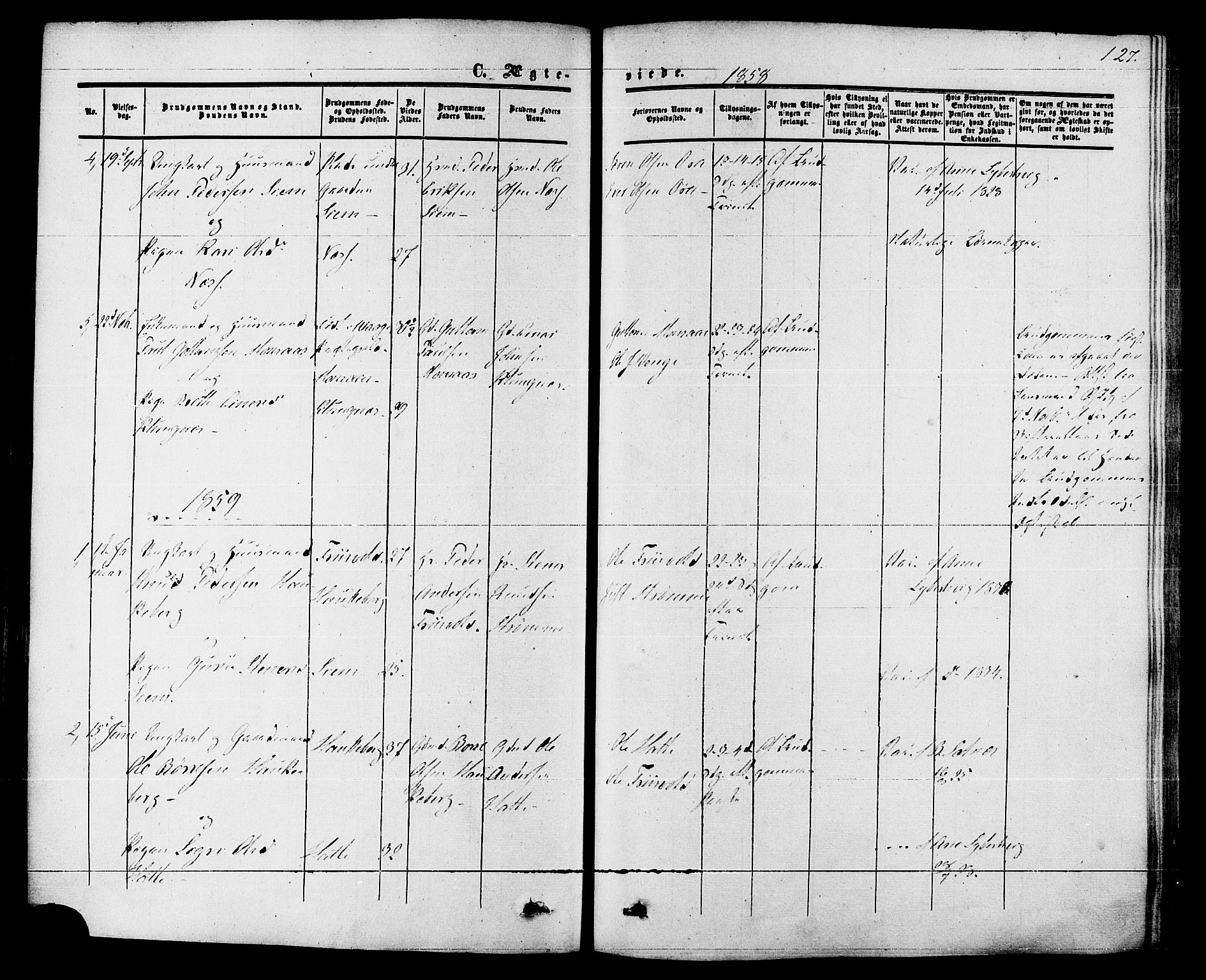 Ministerialprotokoller, klokkerbøker og fødselsregistre - Møre og Romsdal, AV/SAT-A-1454/542/L0552: Parish register (official) no. 542A02, 1854-1884, p. 127