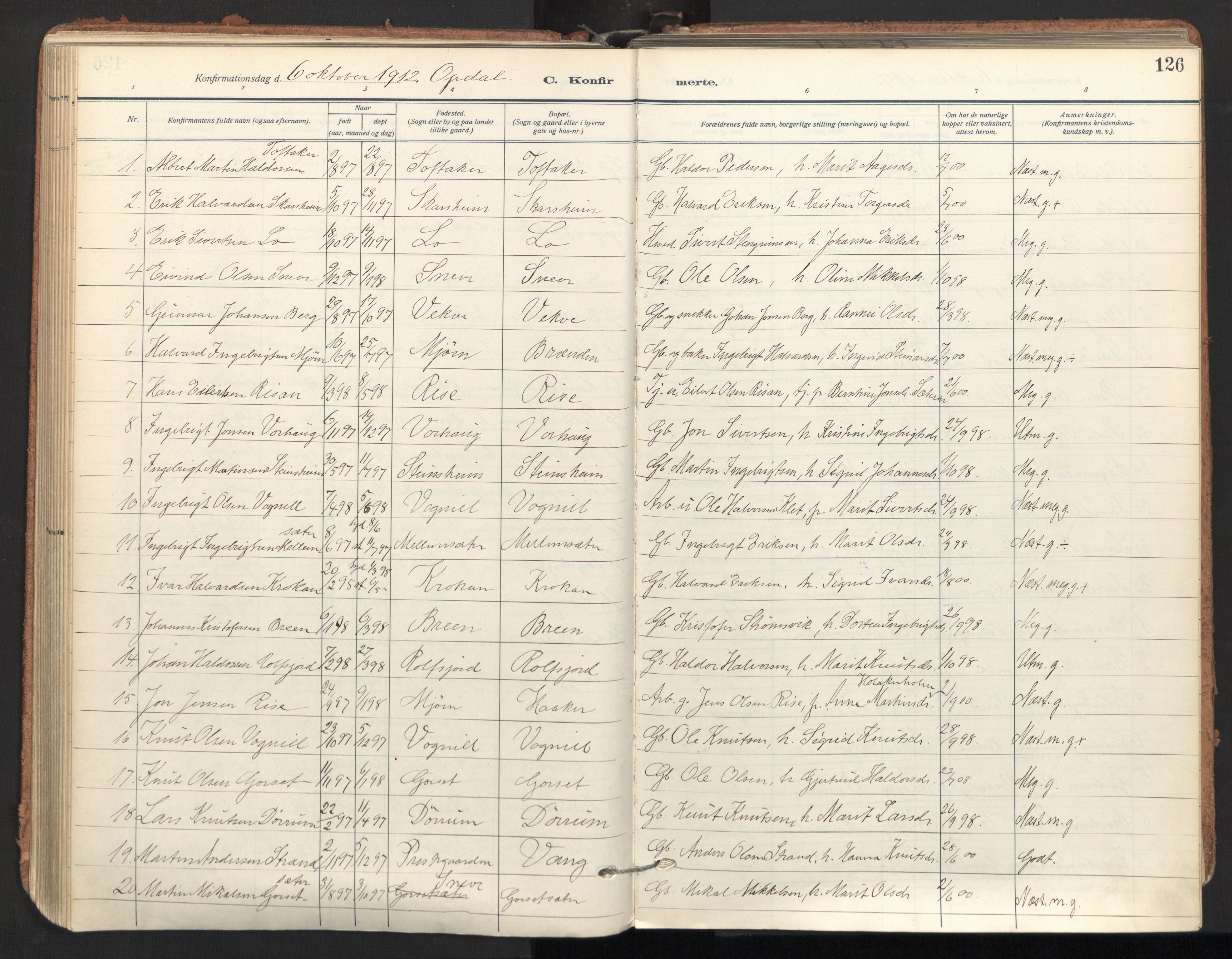 Ministerialprotokoller, klokkerbøker og fødselsregistre - Sør-Trøndelag, SAT/A-1456/678/L0909: Parish register (official) no. 678A17, 1912-1930, p. 126