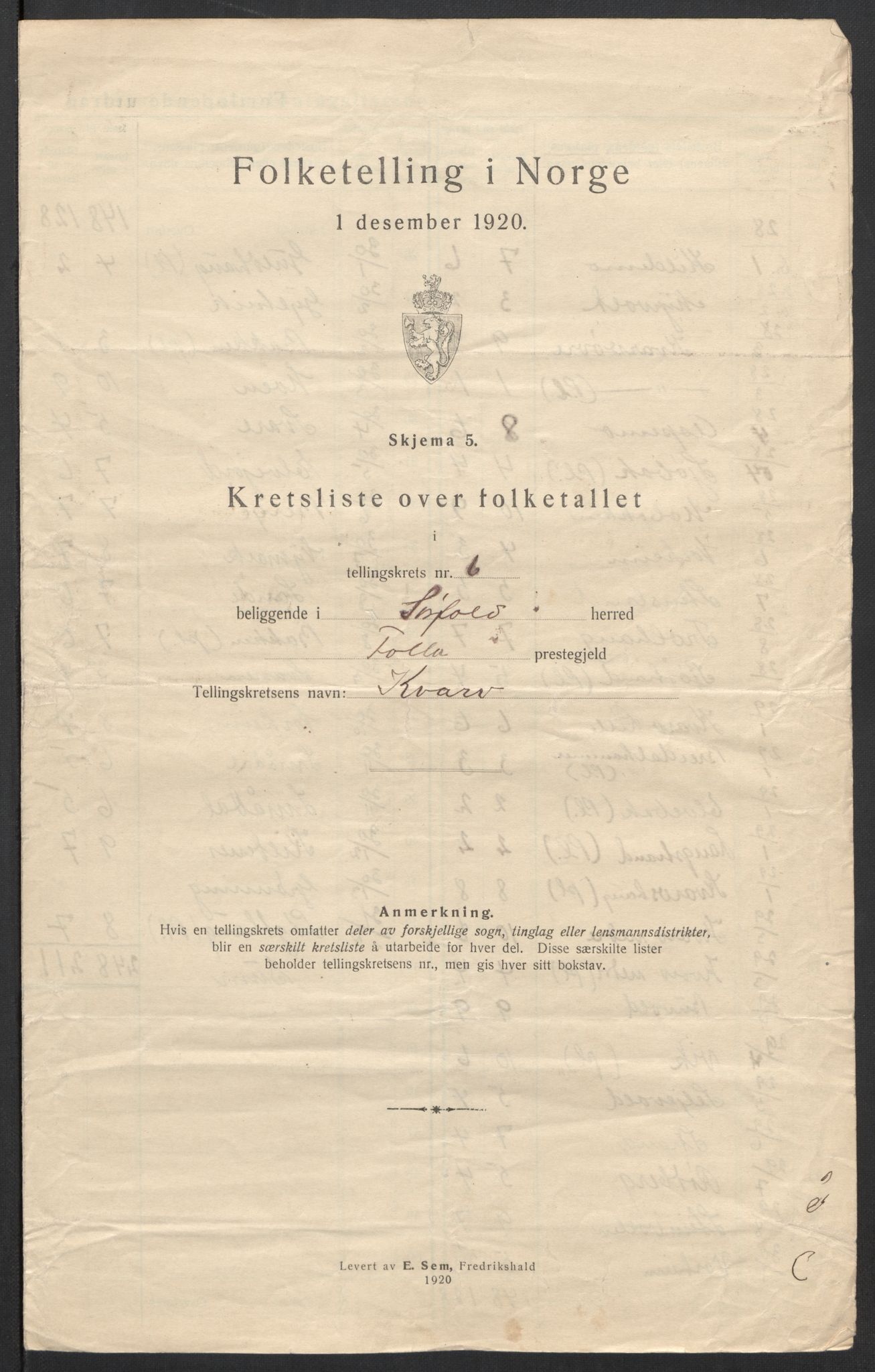 SAT, 1920 census for Sørfold, 1920, p. 21