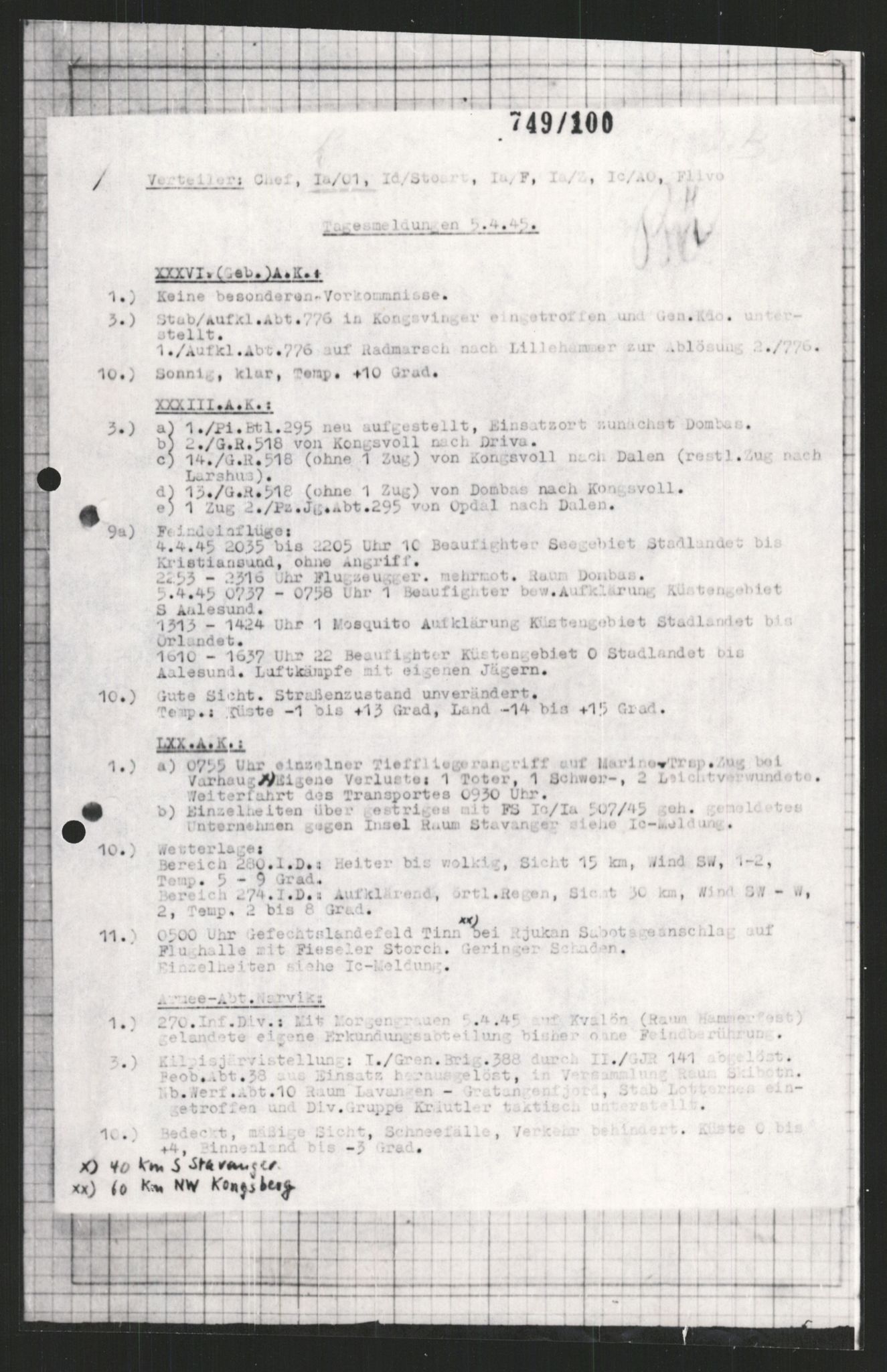 Forsvarets Overkommando. 2 kontor. Arkiv 11.4. Spredte tyske arkivsaker, AV/RA-RAFA-7031/D/Dar/Dara/L0009: Krigsdagbøker for 20. Gebirgs-Armee-Oberkommando (AOK 20), 1940-1945, p. 60