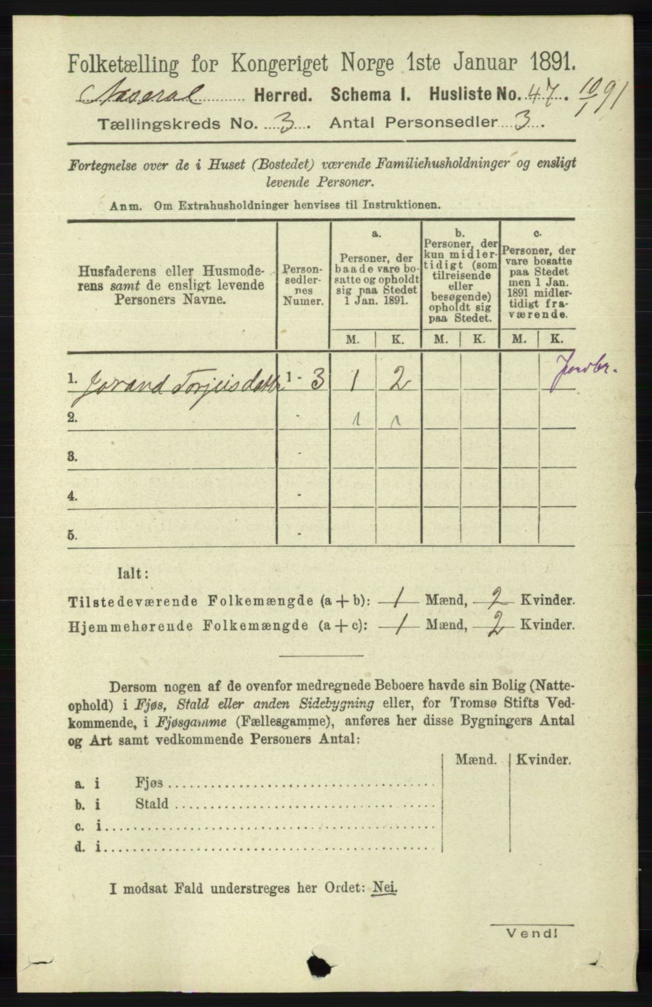 RA, 1891 census for 1026 Åseral, 1891, p. 770