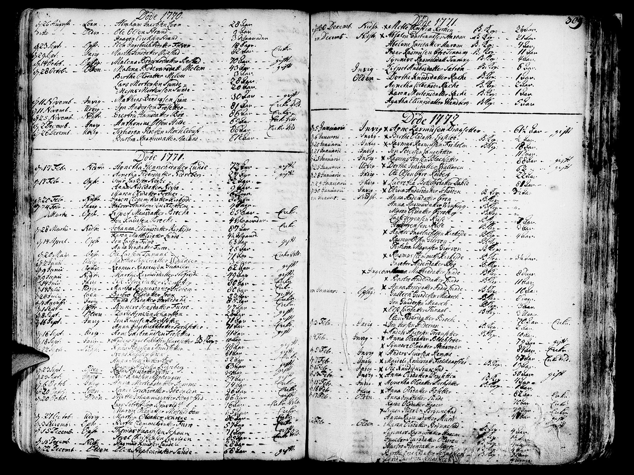 Innvik sokneprestembete, SAB/A-80501: Parish register (official) no. A 1, 1750-1816, p. 309