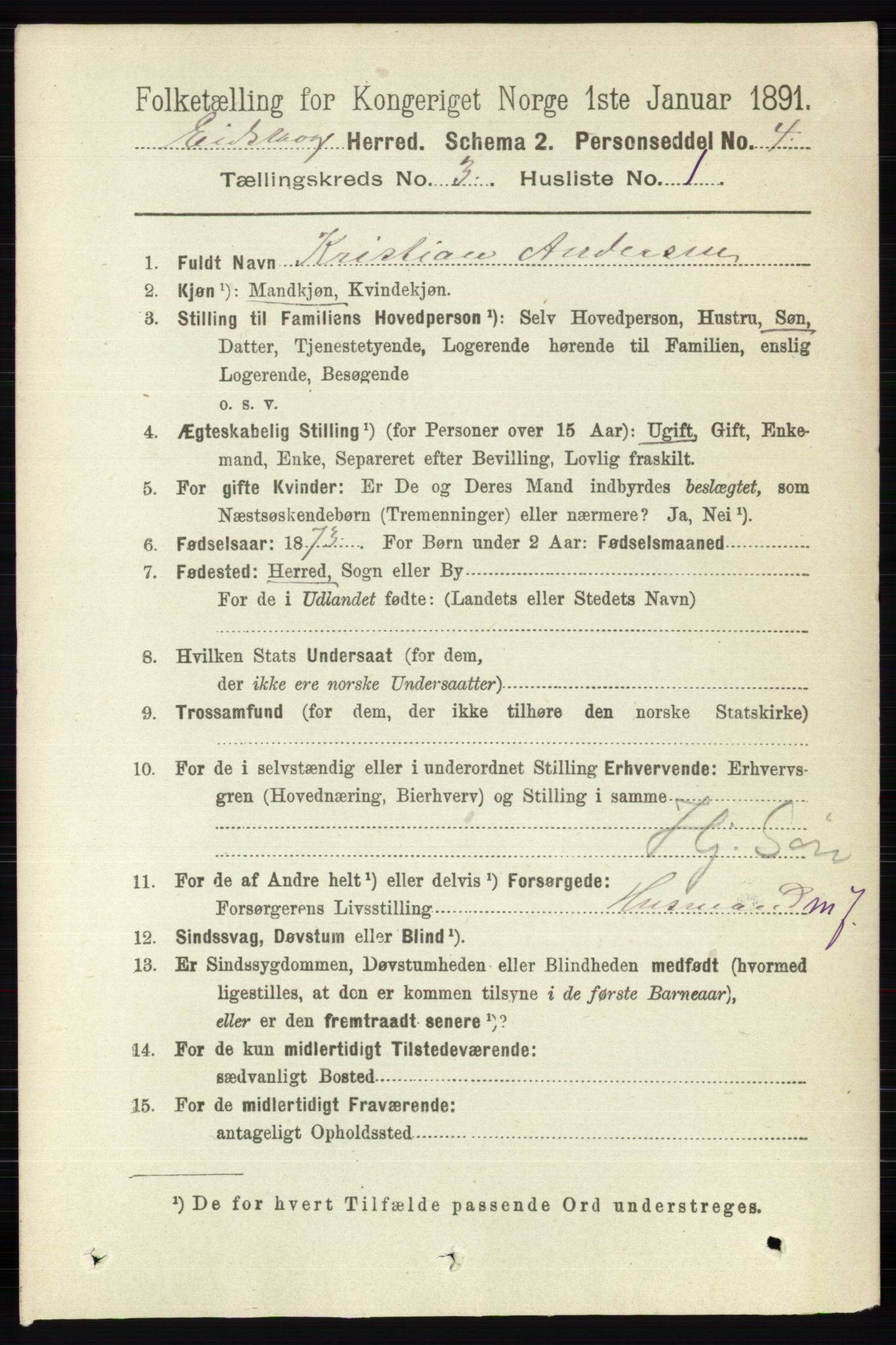 RA, 1891 census for 0420 Eidskog, 1891, p. 1074