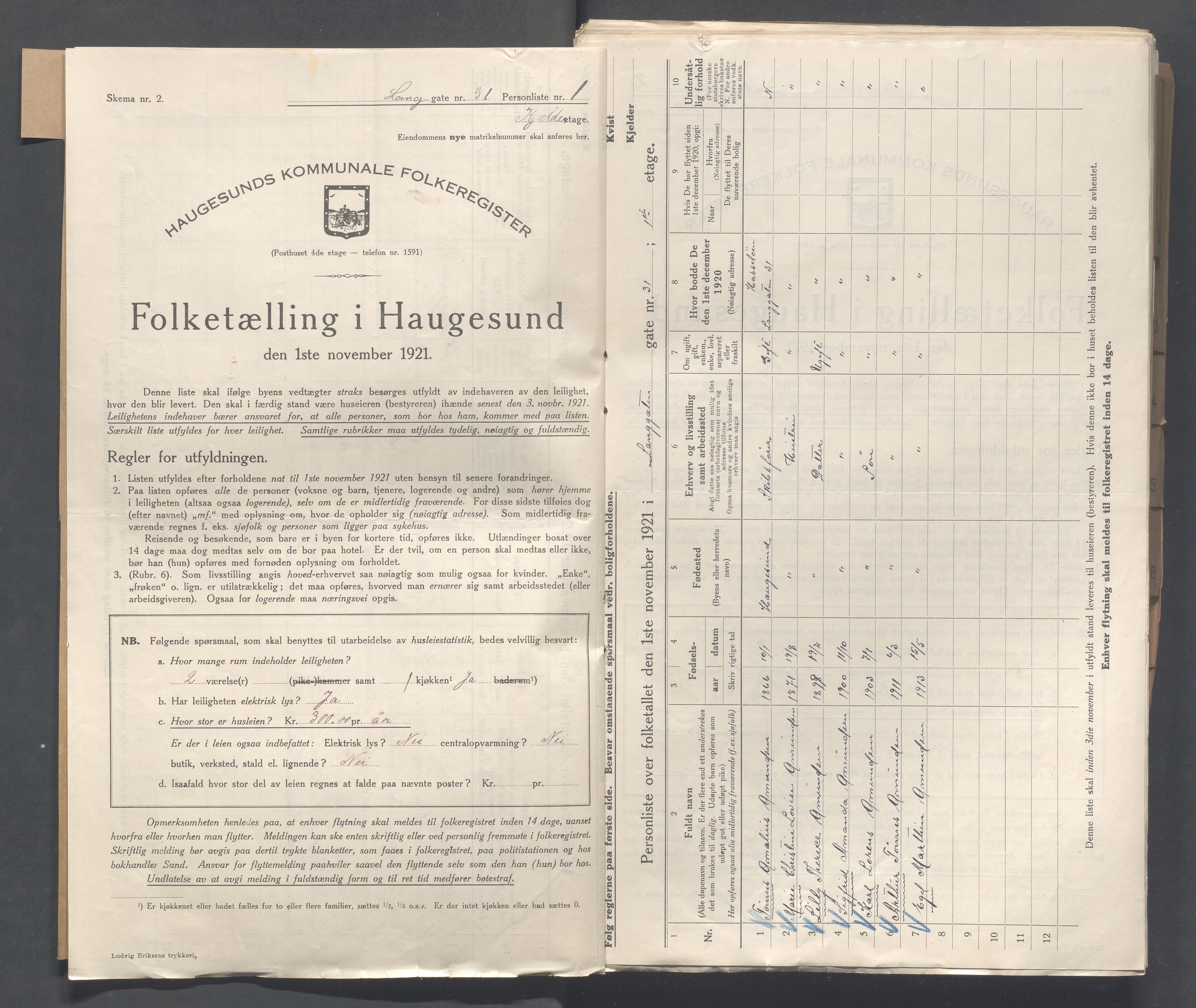 IKAR, Local census 1.11.1921 for Haugesund, 1921, p. 6268