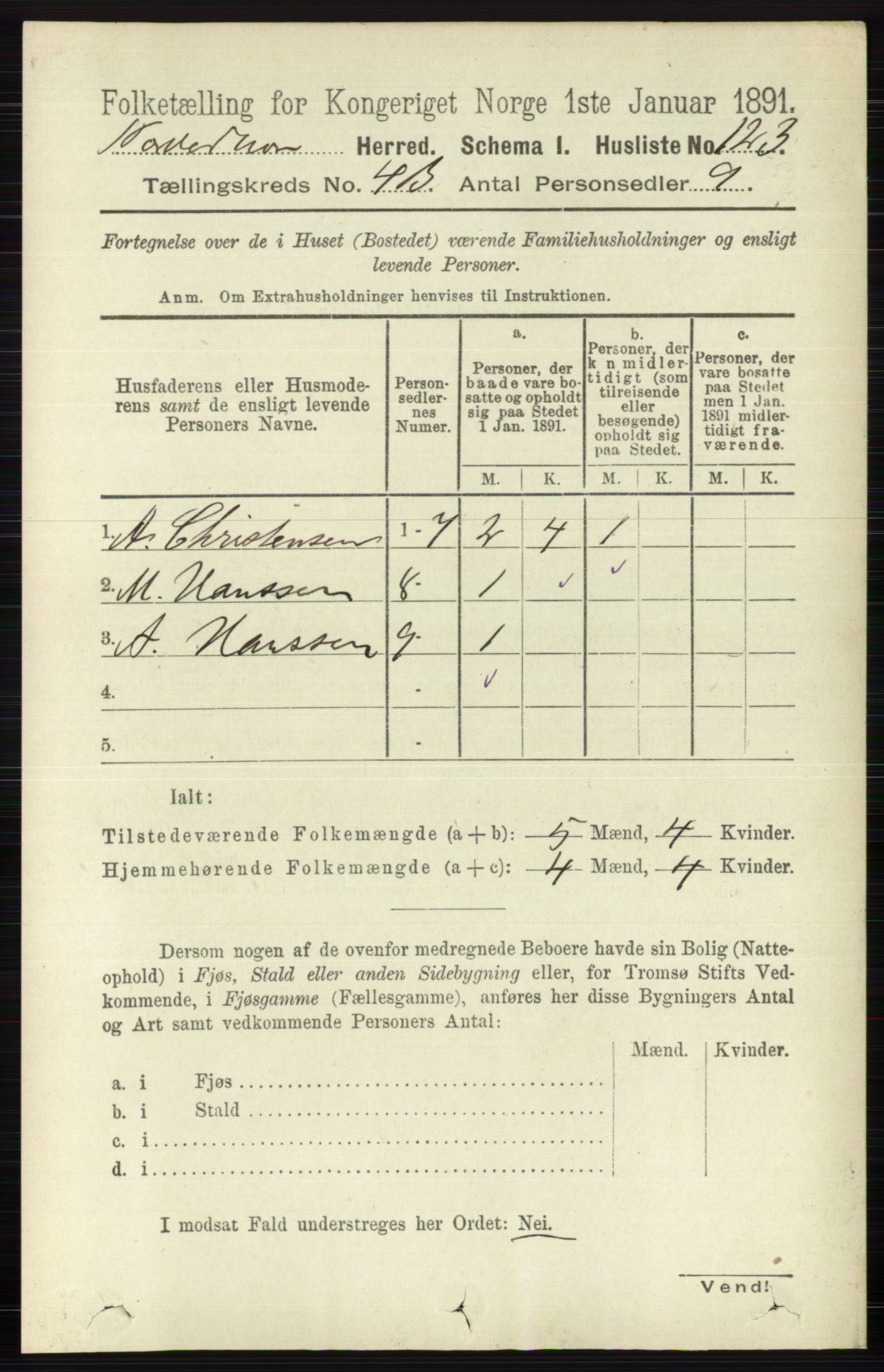 RA, 1891 census for 0613 Norderhov, 1891, p. 1992