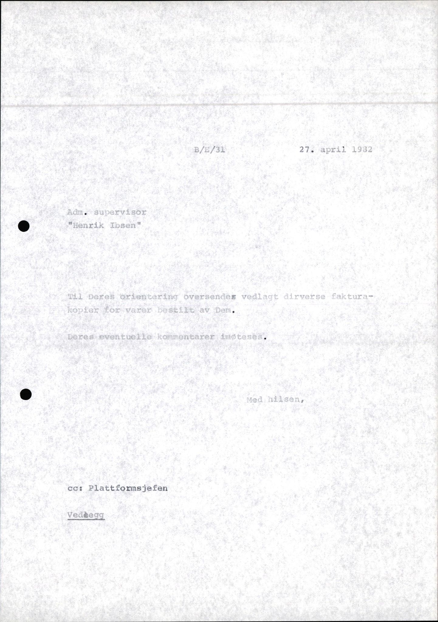 Pa 1503 - Stavanger Drilling AS, AV/SAST-A-101906/2/E/Ec/Eca/L0002: Korrespondanse, 1974-1982