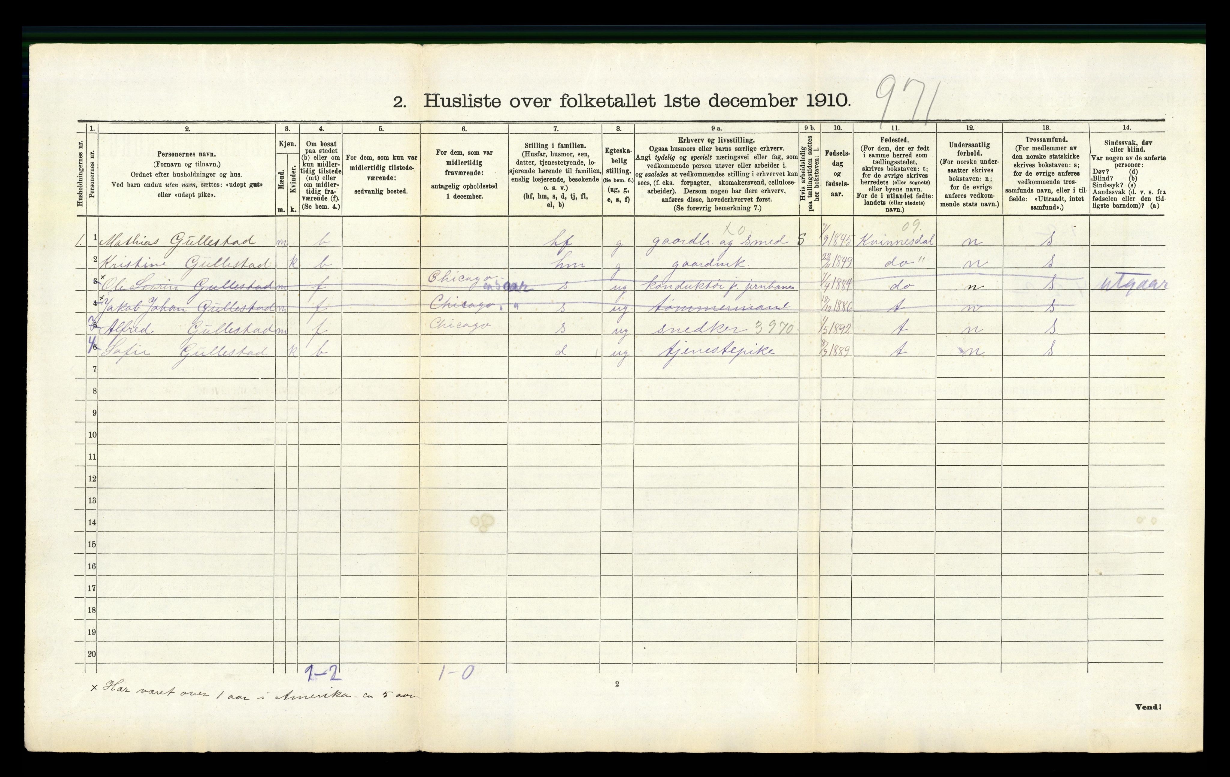 RA, 1910 census for Vanse, 1910, p. 524