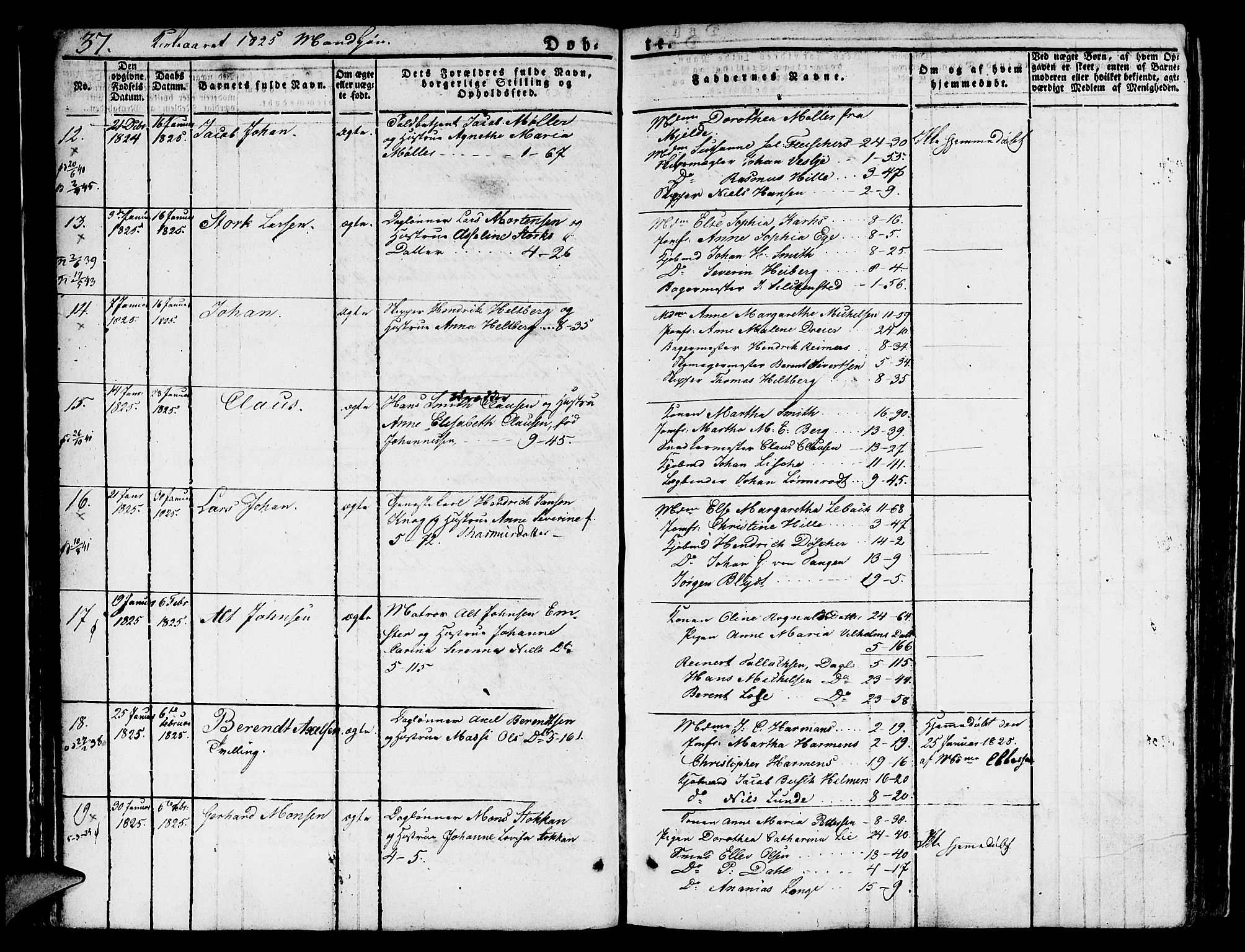 Nykirken Sokneprestembete, SAB/A-77101/H/Hab: Parish register (copy) no. A 5I, 1821-1841, p. 37