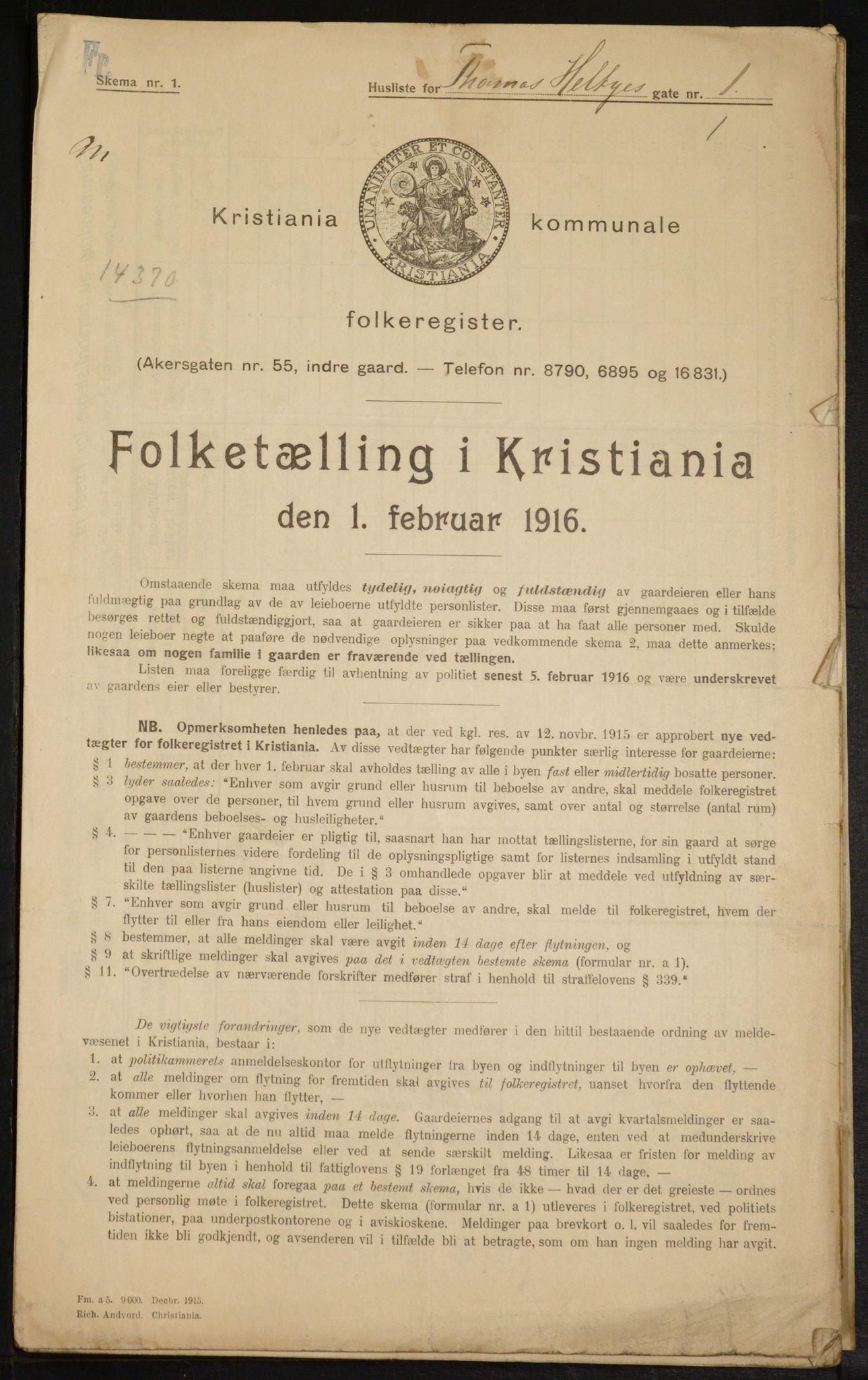 OBA, Municipal Census 1916 for Kristiania, 1916, p. 111842