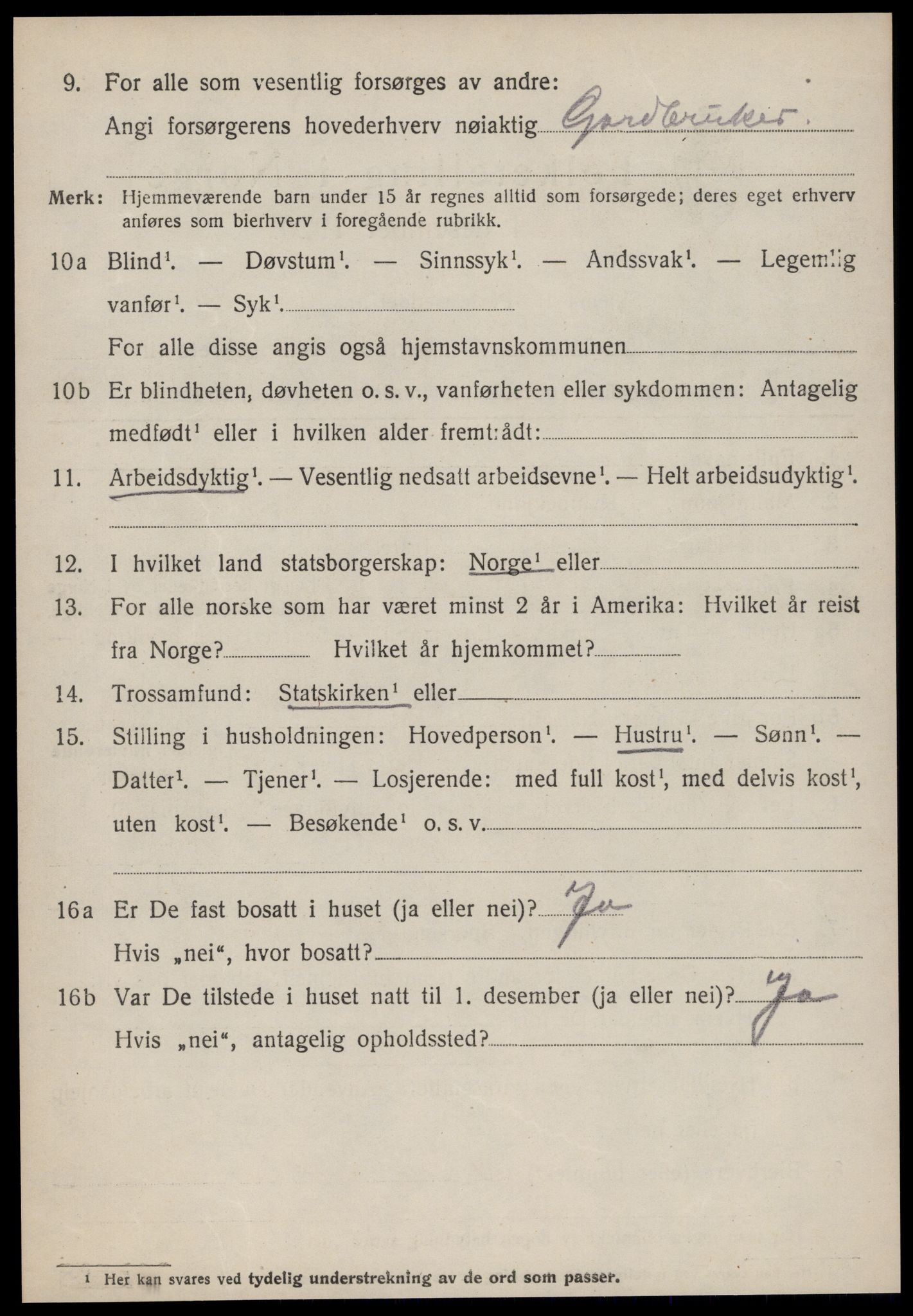 SAT, 1920 census for Vatne, 1920, p. 2213