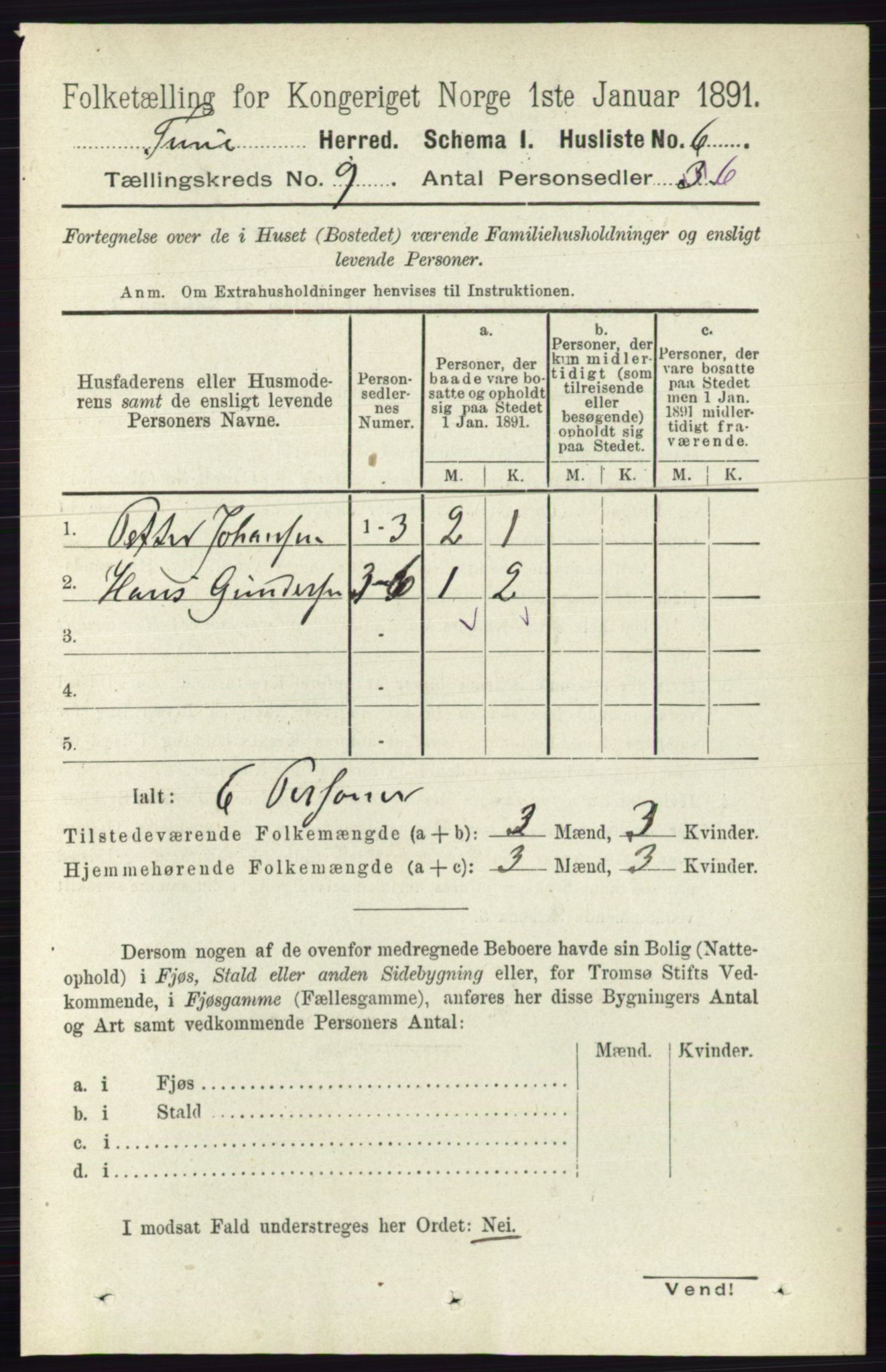 RA, 1891 census for 0130 Tune, 1891, p. 6147