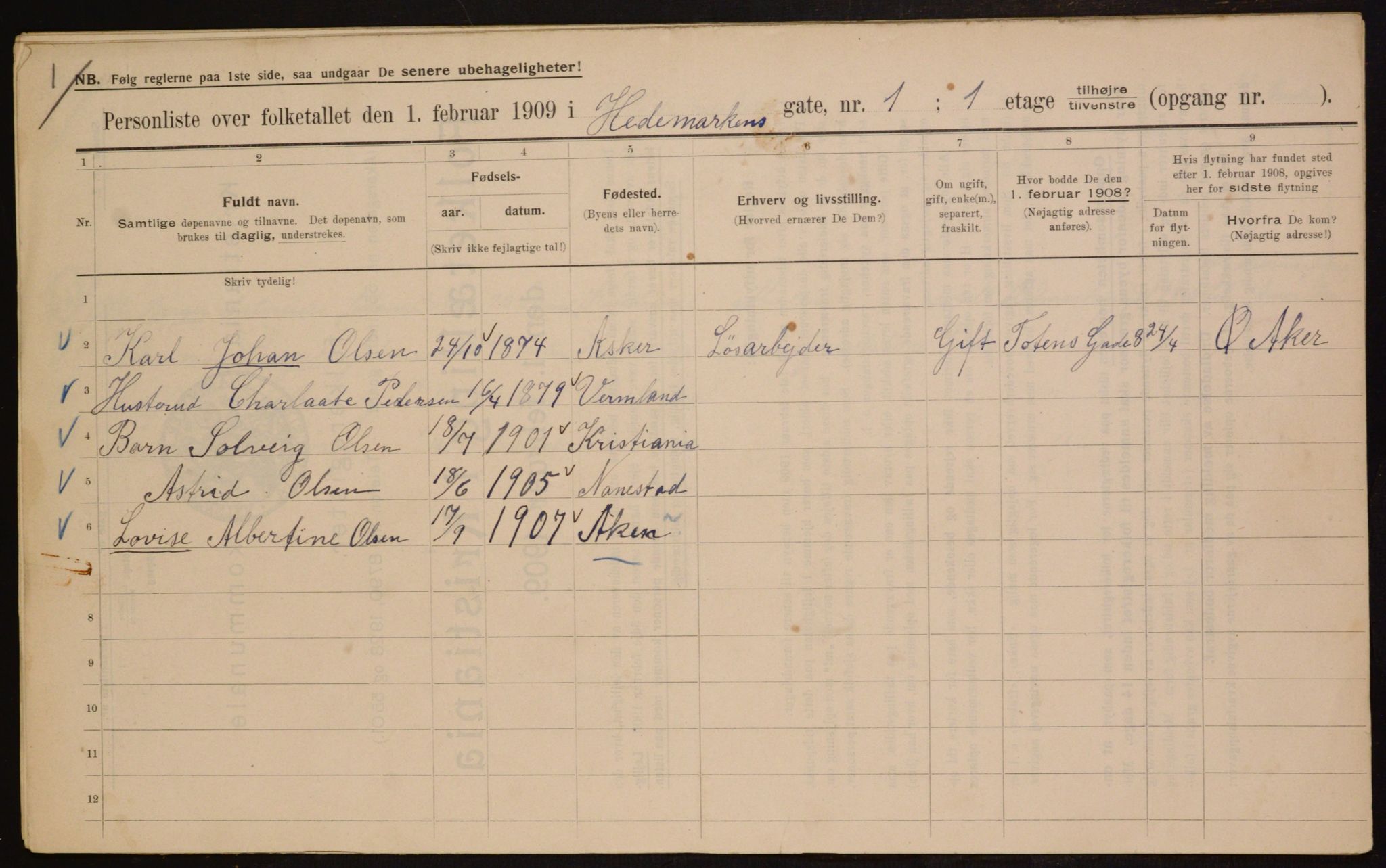 OBA, Municipal Census 1909 for Kristiania, 1909, p. 32363