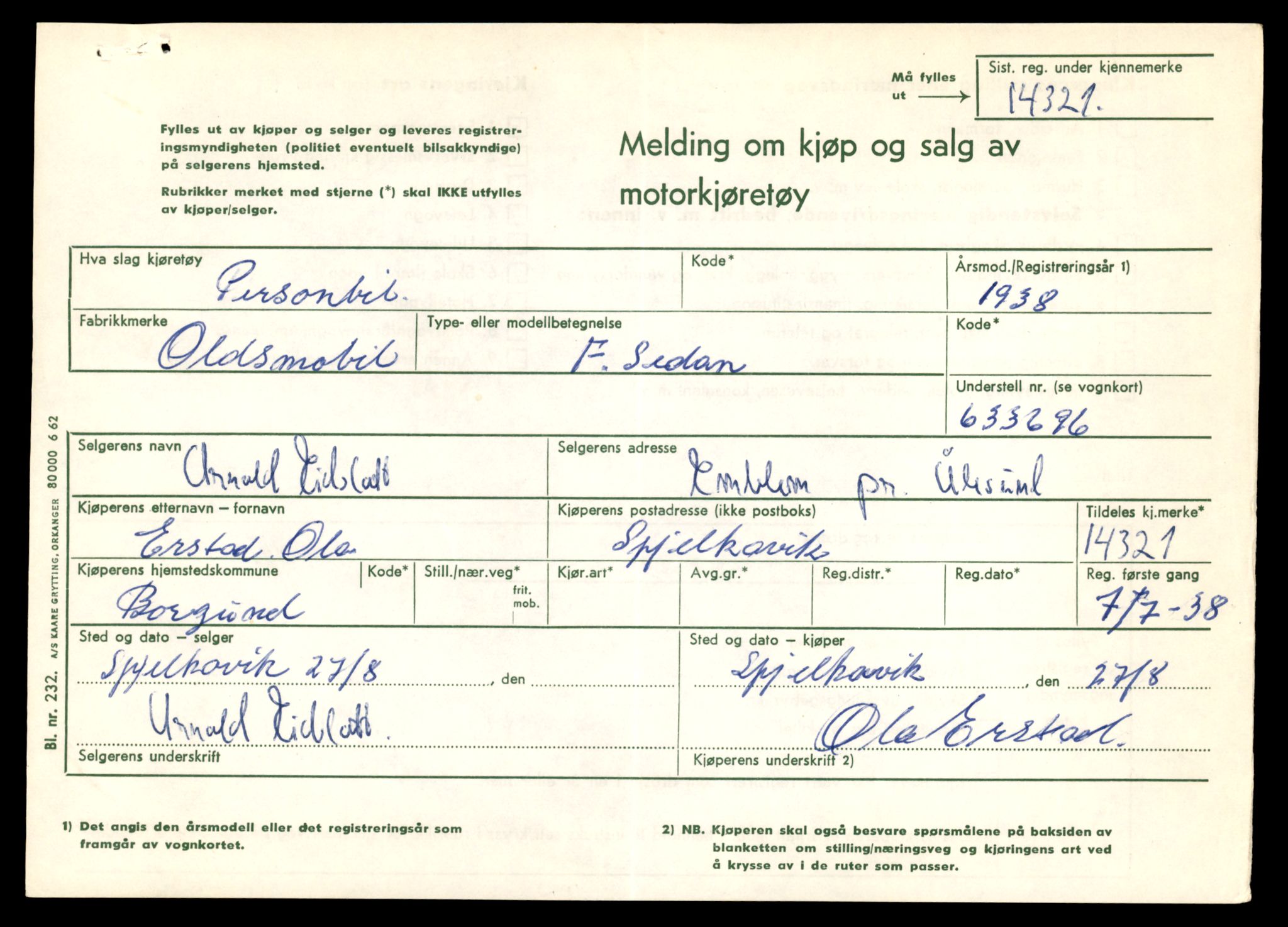 Møre og Romsdal vegkontor - Ålesund trafikkstasjon, AV/SAT-A-4099/F/Fe/L0045: Registreringskort for kjøretøy T 14320 - T 14444, 1927-1998, p. 41