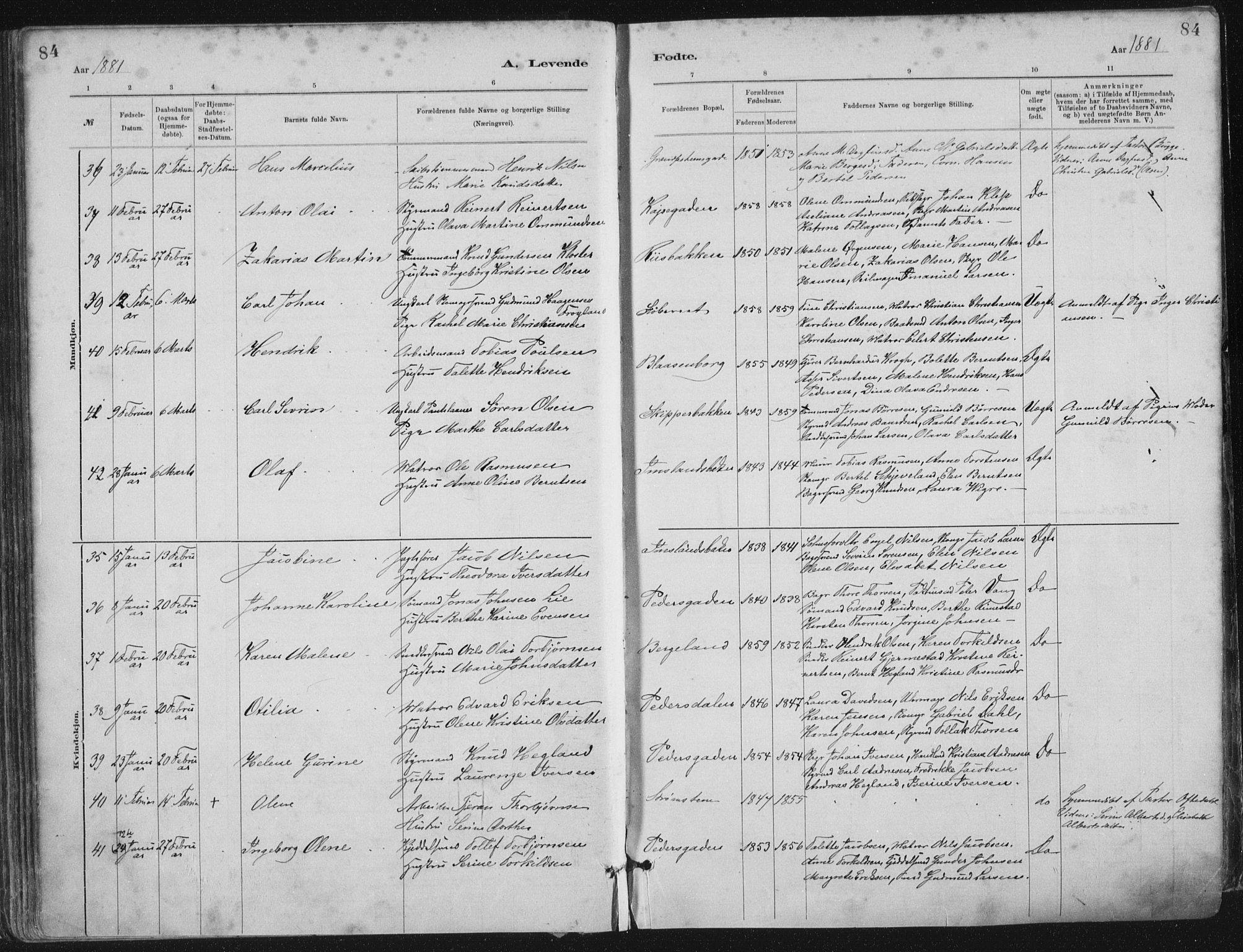 St. Petri sokneprestkontor, SAST/A-101813/001/30/30BA/L0015: Parish register (official) no. A 15, 1879-1888, p. 84