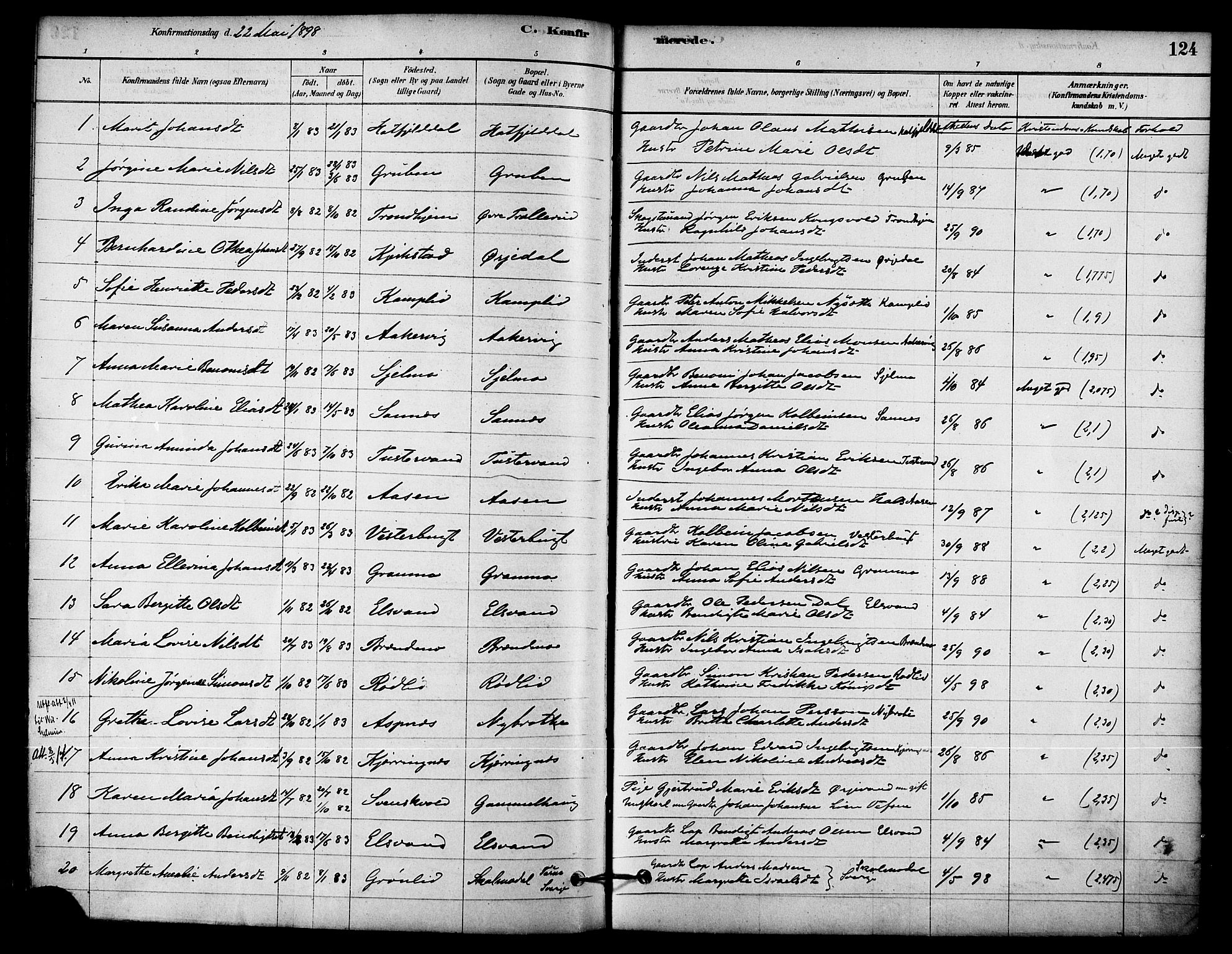 Ministerialprotokoller, klokkerbøker og fødselsregistre - Nordland, AV/SAT-A-1459/823/L0325: Parish register (official) no. 823A02, 1878-1898, p. 124