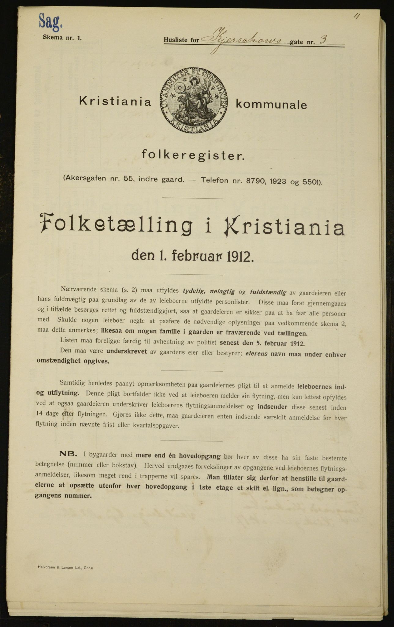 OBA, Municipal Census 1912 for Kristiania, 1912, p. 49697