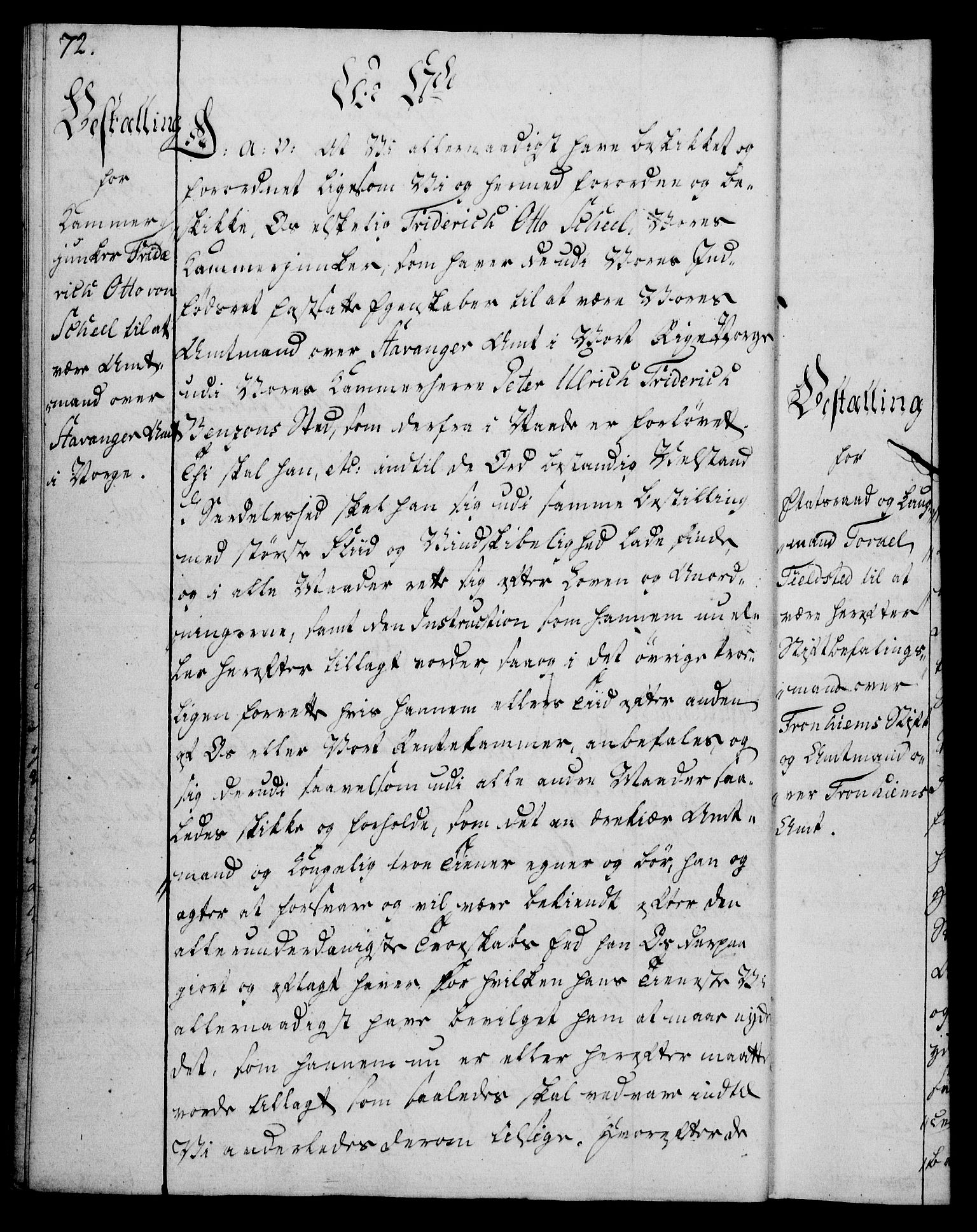 Rentekammeret, Kammerkanselliet, RA/EA-3111/G/Gg/Gge/L0006: Norsk bestallingsprotokoll med register (merket RK 53.30), 1773-1814, p. 72