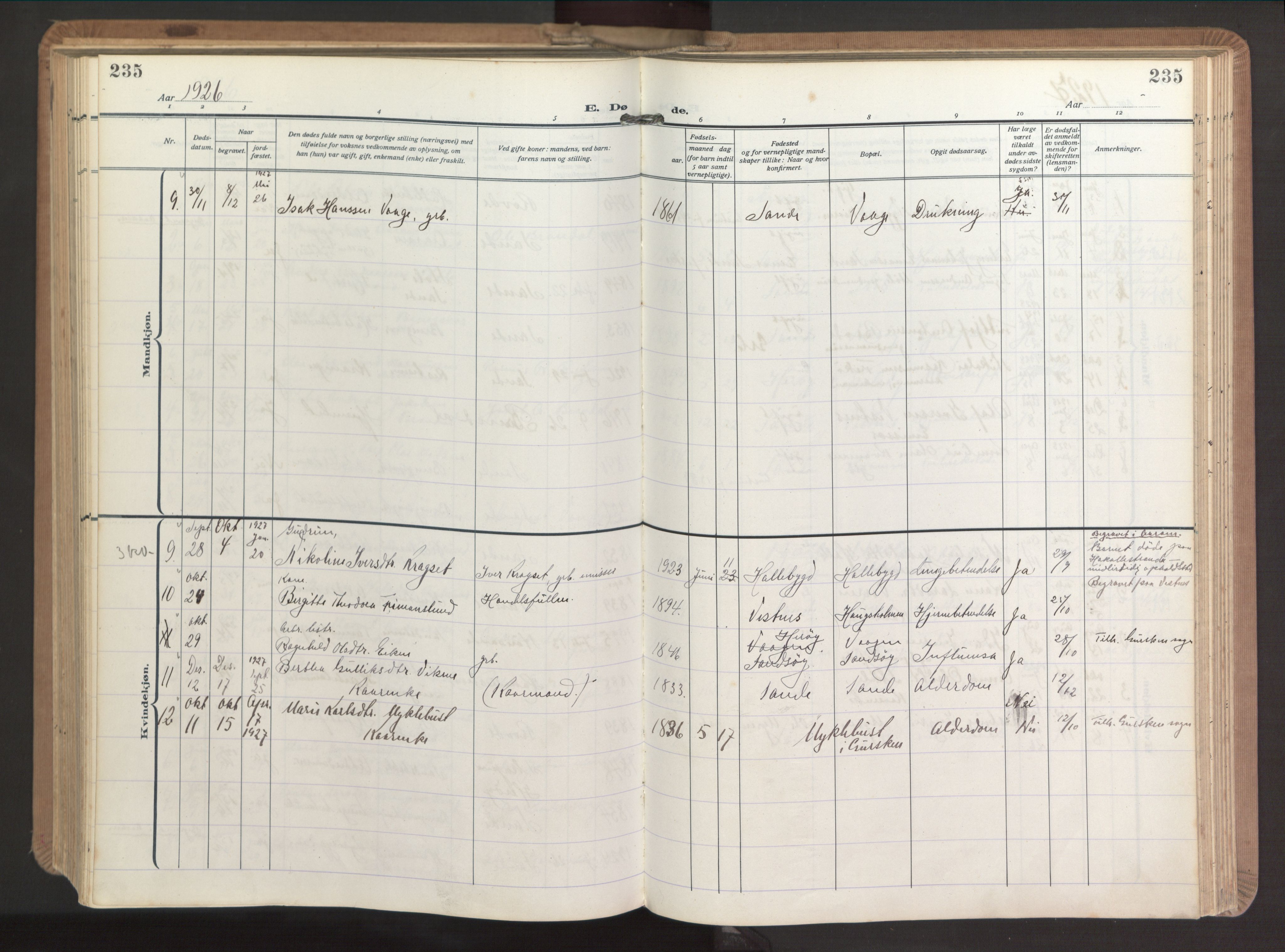 Ministerialprotokoller, klokkerbøker og fødselsregistre - Møre og Romsdal, AV/SAT-A-1454/503/L0044: Parish register (official) no. 503A12, 1918-1931, p. 235