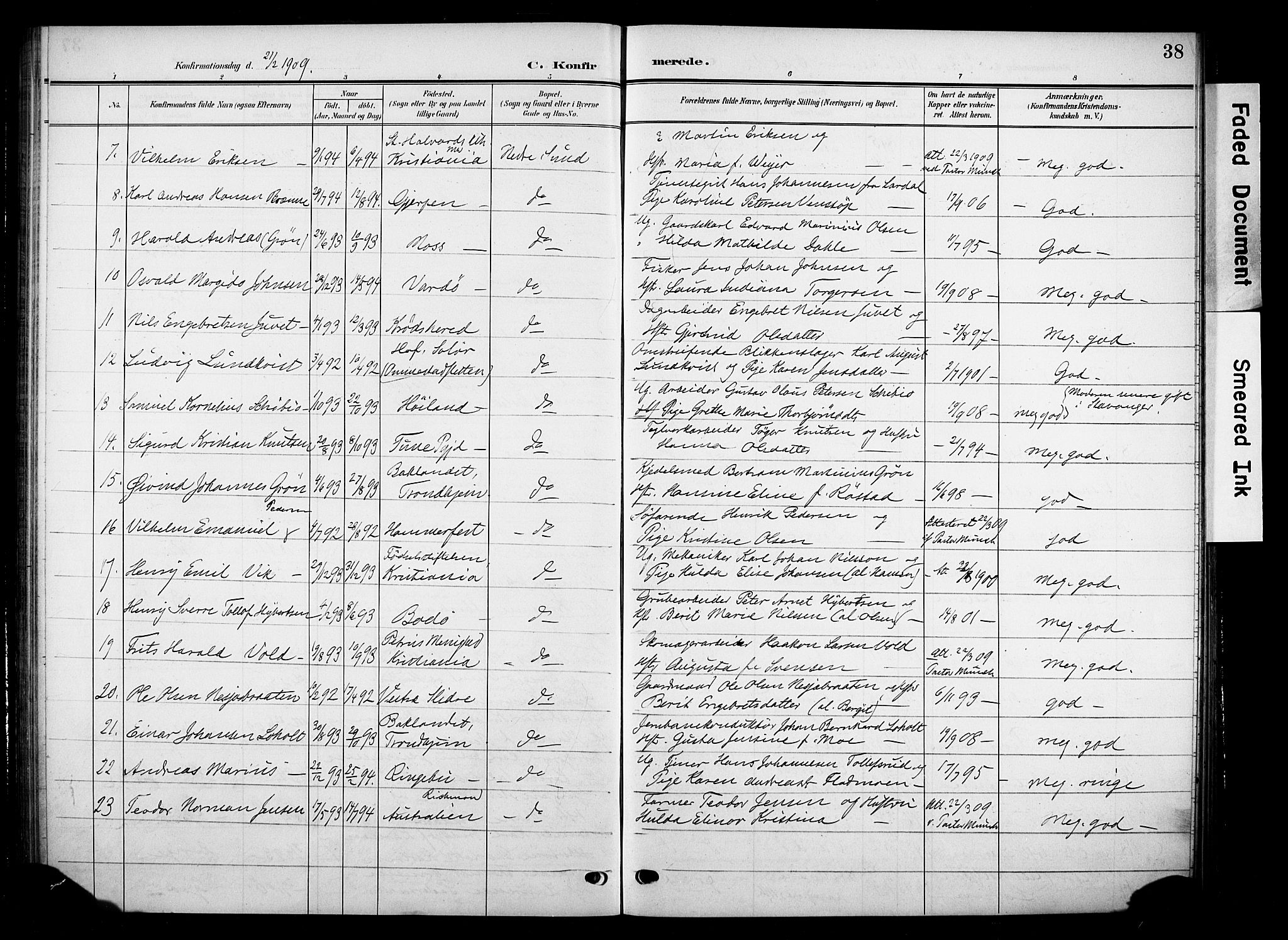 Nes prestekontor, Hedmark, AV/SAH-PREST-020/K/Ka/L0012: Parish register (official) no. 12, 1906-1920, p. 38