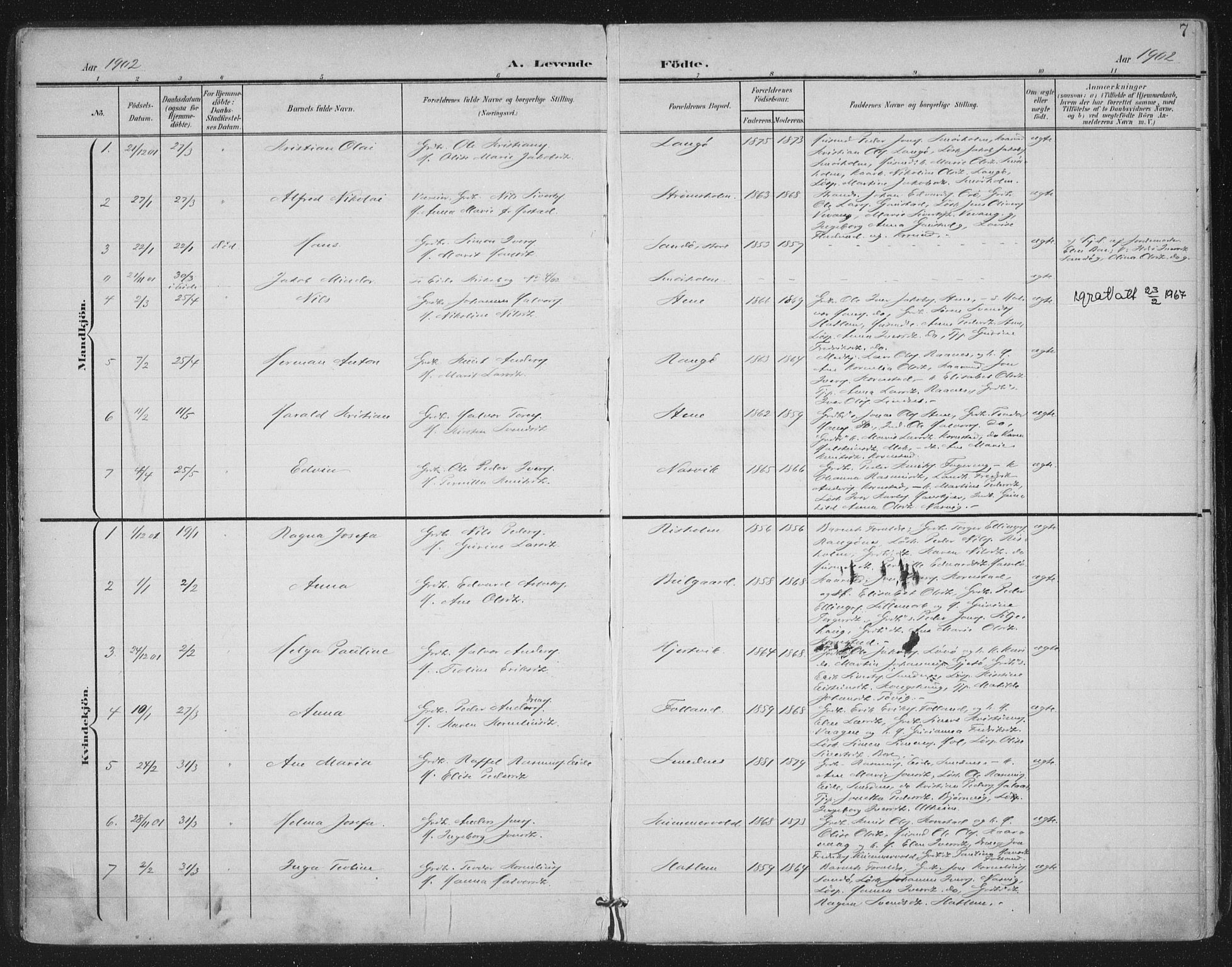Ministerialprotokoller, klokkerbøker og fødselsregistre - Møre og Romsdal, SAT/A-1454/570/L0833: Parish register (official) no. 570A07, 1901-1914, p. 7